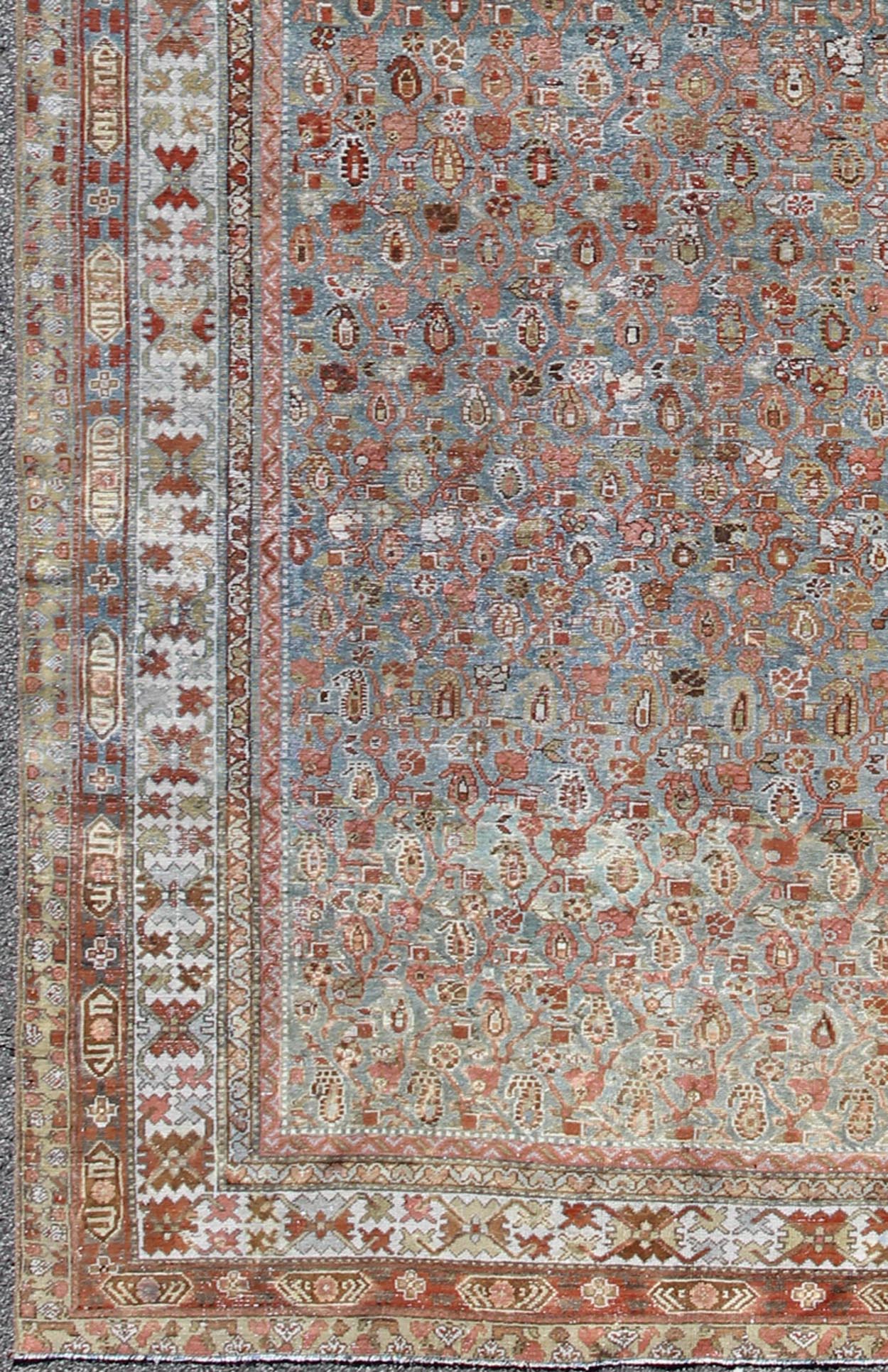 Red and Blue Antique Persian Malayer Rug with All - Over Design and Ornate Borders, rug sus - 4704, country of origin / type: Iran / Malayer, circa 1910 This antique Persian Malayer rug was handwoven in the early 20th century (circa 1910) and bears ... - Keivan Woven ArtsSUS - 4704 - 9136Rug