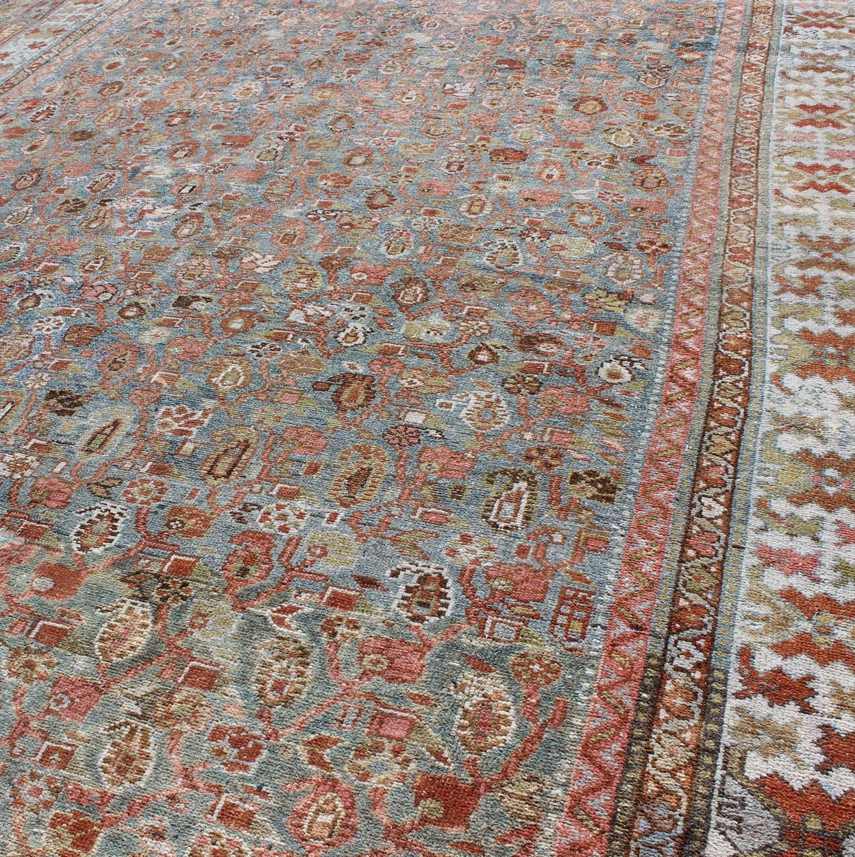 Red and Blue Antique Persian Malayer Rug with All - Over Design and Ornate Borders, rug sus - 4704, country of origin / type: Iran / Malayer, circa 1910 This antique Persian Malayer rug was handwoven in the early 20th century (circa 1910) and bears ... - Keivan Woven ArtsSUS - 4704 - 9136Rug