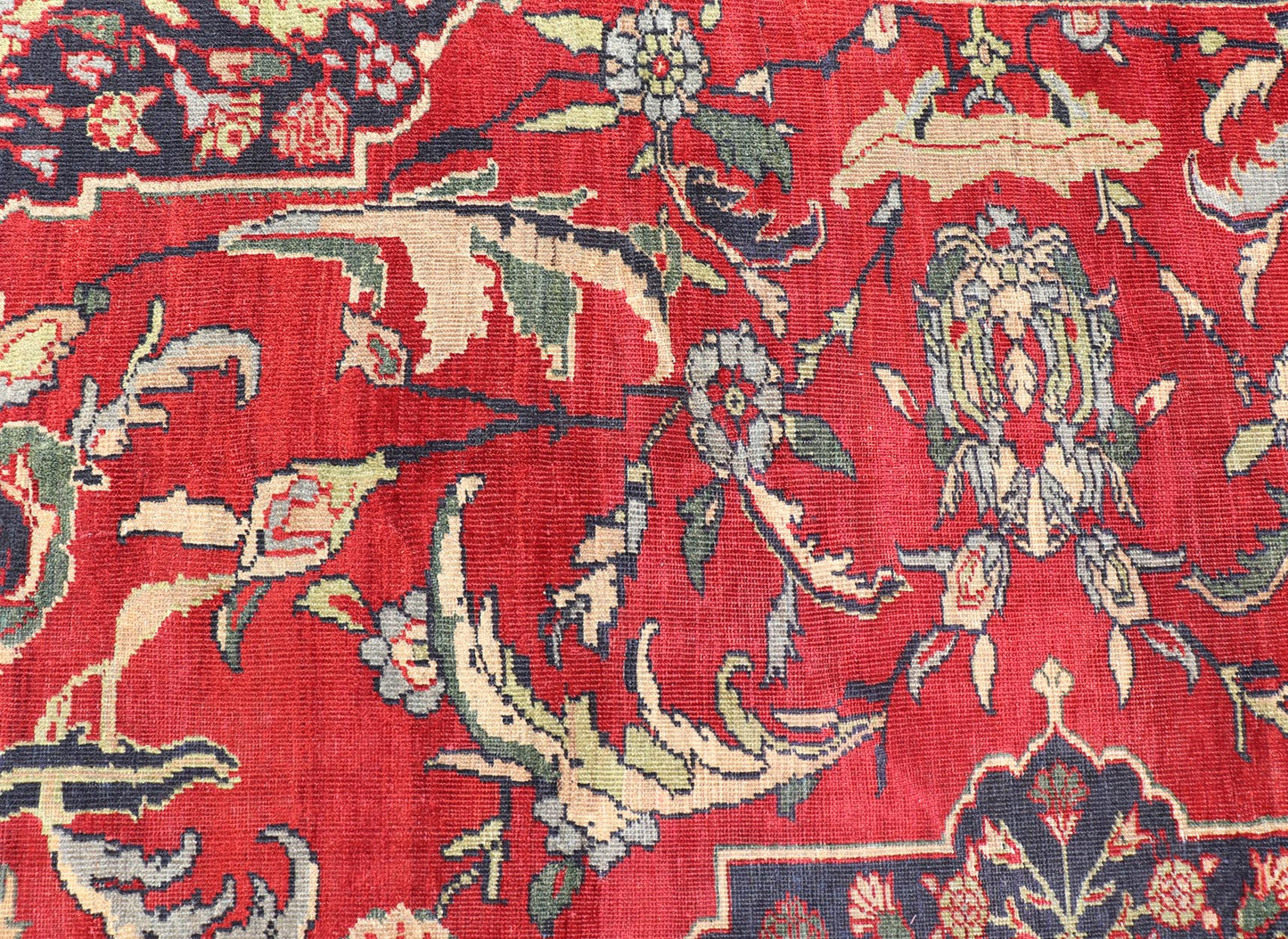 Antique Persian Ziegler Sultanabad Rug with Botanical Elements Set on Red Field. Keivan Woven Arts / rug TRA - 120701, country of origin / type: Iran / Ziegler Sultanabad, circa 1900. Antique Ziegler, Antique Sultanabad Measures: 12'3 x 18'3. Thi... - Keivan Woven ArtsTRA - 120701 - 3285Rug
