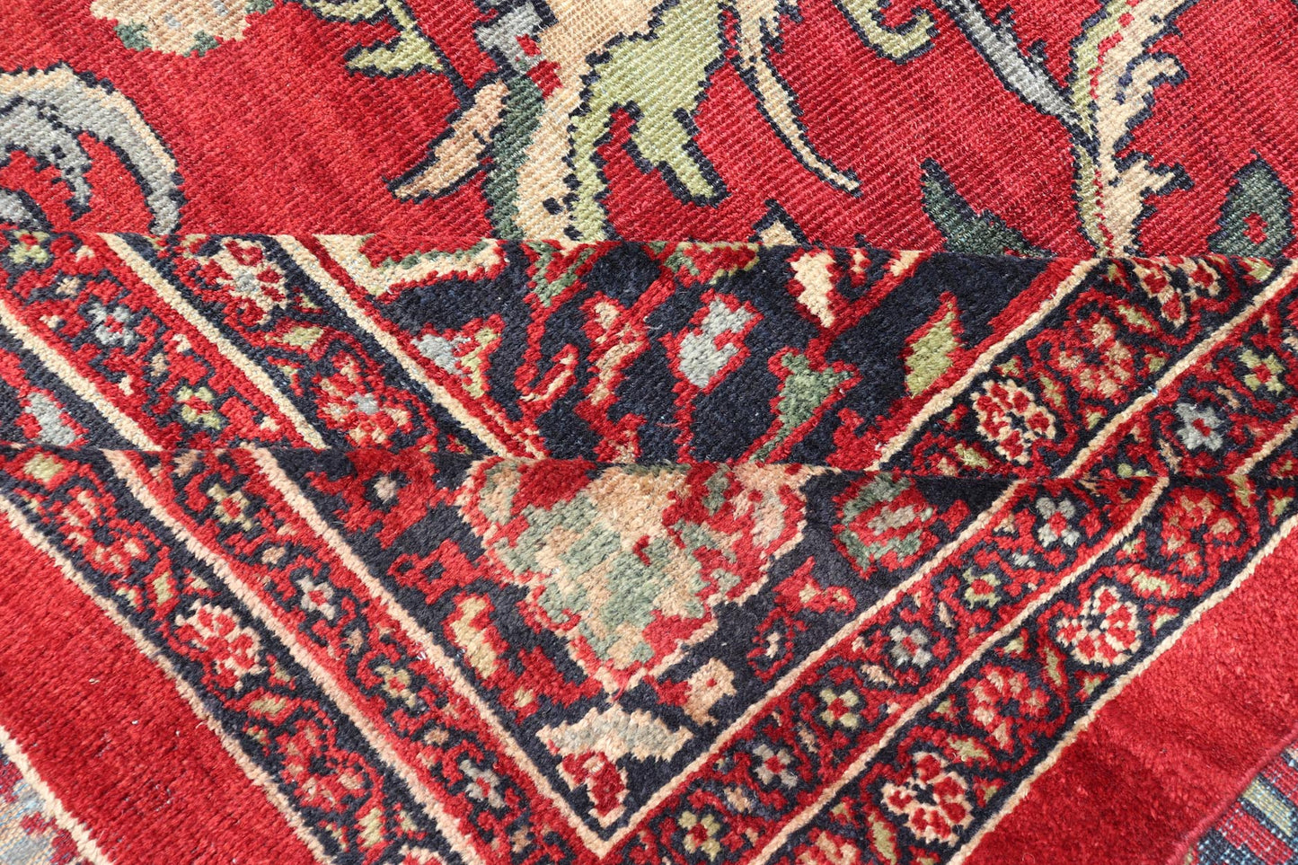 Antique Persian Ziegler Sultanabad Rug with Botanical Elements Set on Red Field. Keivan Woven Arts / rug TRA - 120701, country of origin / type: Iran / Ziegler Sultanabad, circa 1900. Antique Ziegler, Antique Sultanabad Measures: 12'3 x 18'3. Thi... - Keivan Woven ArtsTRA - 120701 - 3285Rug