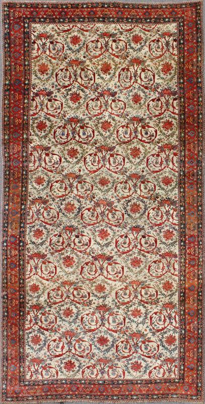 Very Large Antique Persian Rug , Large Persian Bidjar Carpet in Ivory Background. Palace sized antique Persian Bidjar carpet in ivory background and array of beautiful, and brilliant colors. Rug / TRA - 170301. Country of Origin: Persia/Iran. ... - Keivan Woven ArtsTRA - 170301 - 7349Rug