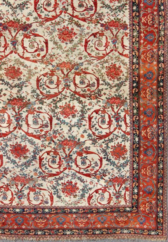 Very Large Antique Persian Rug , Large Persian Bidjar Carpet in Ivory Background. Palace sized antique Persian Bidjar carpet in ivory background and array of beautiful, and brilliant colors. Rug / TRA - 170301. Country of Origin: Persia/Iran. ... - Keivan Woven ArtsTRA - 170301 - 7349Rug