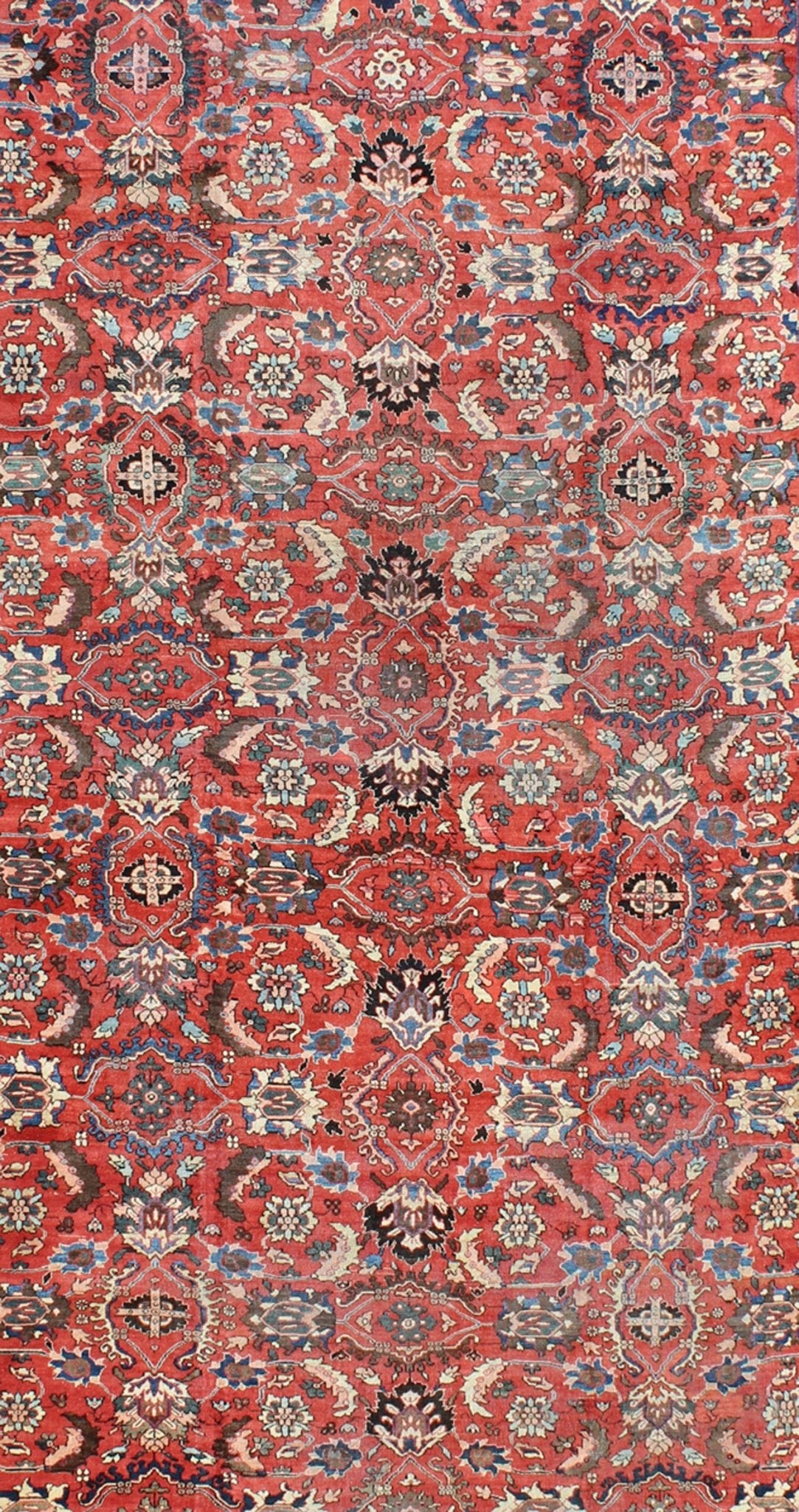 Very Large Persian Sultanabad Mahal Rug This Sultanabad relies heavily on exquisite details as well as large - scale palmettes. A fine trellis of richly colored large and small flowers sprawls across the soft red field, pulsating with alternating ... - Keivan Woven ArtsTRA - 8021 - 1983Rug