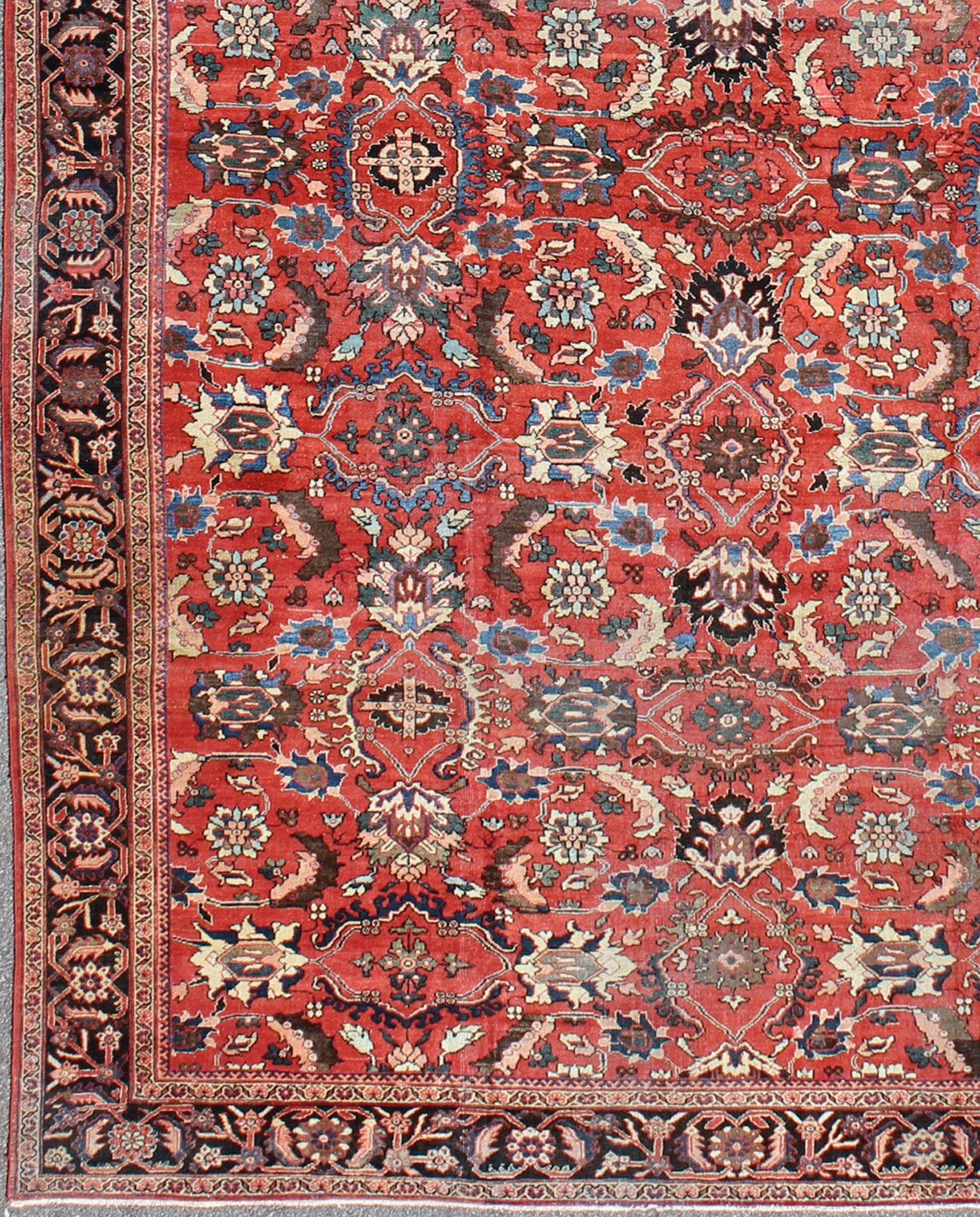 Very Large Persian Sultanabad Mahal Rug This Sultanabad relies heavily on exquisite details as well as large - scale palmettes. A fine trellis of richly colored large and small flowers sprawls across the soft red field, pulsating with alternating ... - Keivan Woven ArtsTRA - 8021 - 1983Rug