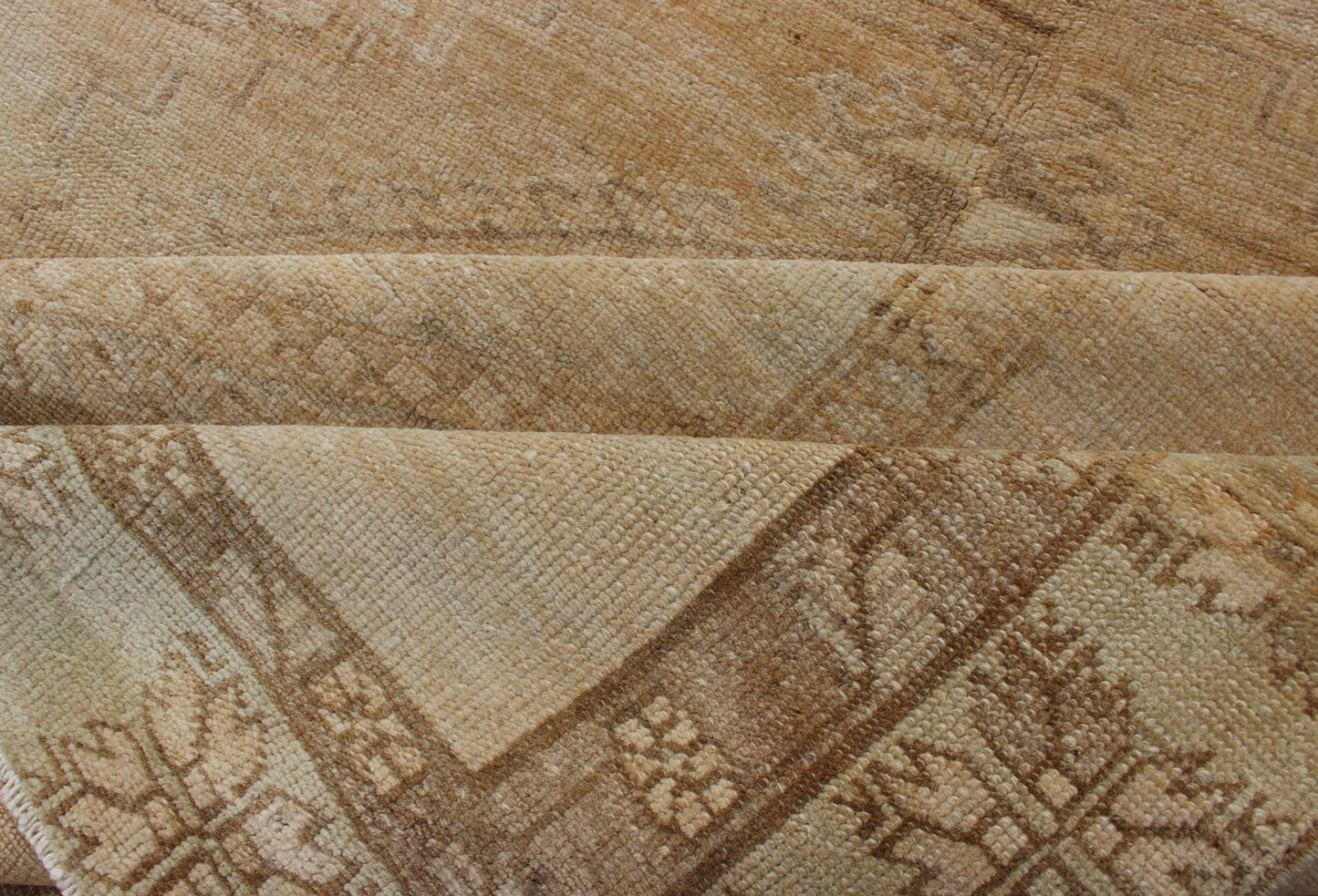 Large Gallery Runner Turkish Rug in Earth Tones & Light Brown in Medallions. Vintage wide Gallery runner from Turkey with Geometric Medallion design in various tones earth colors such as of tan, sand, taupe and light brown rug TU - ALK - 3587, country o... - Keivan Woven ArtsTU - ALK - 3587 - 12309Rug