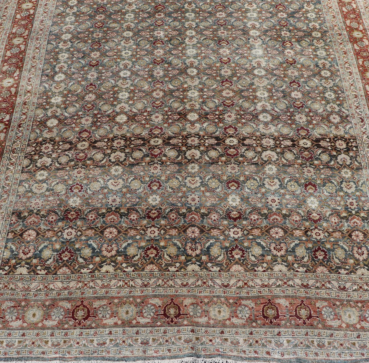 Antique Bidjar Large Gallery Rug in All - Over Herati Design. Antique Bidjar long gallery rug from Persia with ornate floral all - over Herati design, Keivan Woven Arts/rug /TU - KAH - 100, country of origin / type: Iran / Bidjar, circa 1900. Mea... - Keivan Woven ArtsTU - KAH - 100 - 17026Rug