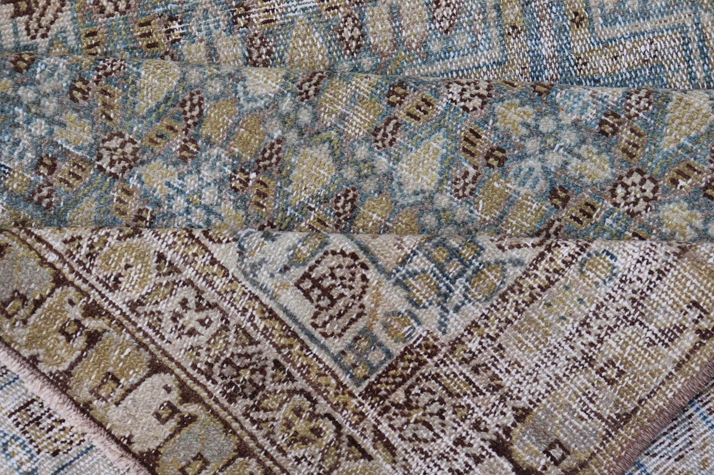 Persian Malayer Runner with Sub Geometric Medallions in Light Blue Field. Keivan Woven Arts / rug/TU - MTU - 2702, country of origin / type: Iran / Malayer, circa 1920 Measures: 3'2 x 16'4 This beautiful antique Malayer runner from Persia features a... - Keivan Woven ArtsTU - MTU - 2702 - 24772Rugs