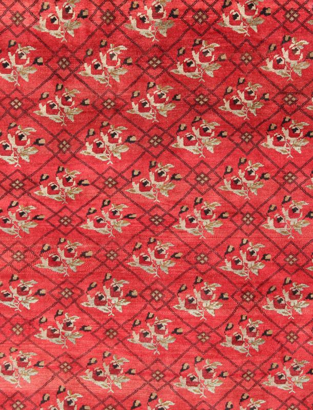 Vintage Turkish Konya Rug in Regal Red and Black Latticework Pattern Measures: 8' x 10'8 Handwoven in Turkey, this one - of - a - kind vintage Konya rug creates a dynamic aesthetic through rich color and traditional patterns. A nod to rich Ott... - Keivan Woven ArtsTU - MTU - 3491 - 6859Rug