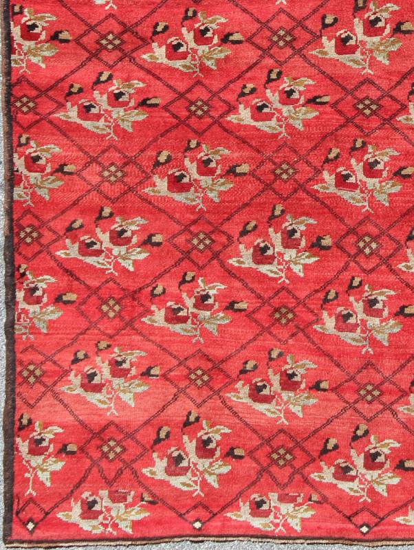 Vintage Turkish Konya Rug in Regal Red and Black Latticework Pattern Measures: 8' x 10'8 Handwoven in Turkey, this one - of - a - kind vintage Konya rug creates a dynamic aesthetic through rich color and traditional patterns. A nod to rich Ott... - Keivan Woven ArtsTU - MTU - 3491 - 6859Rug