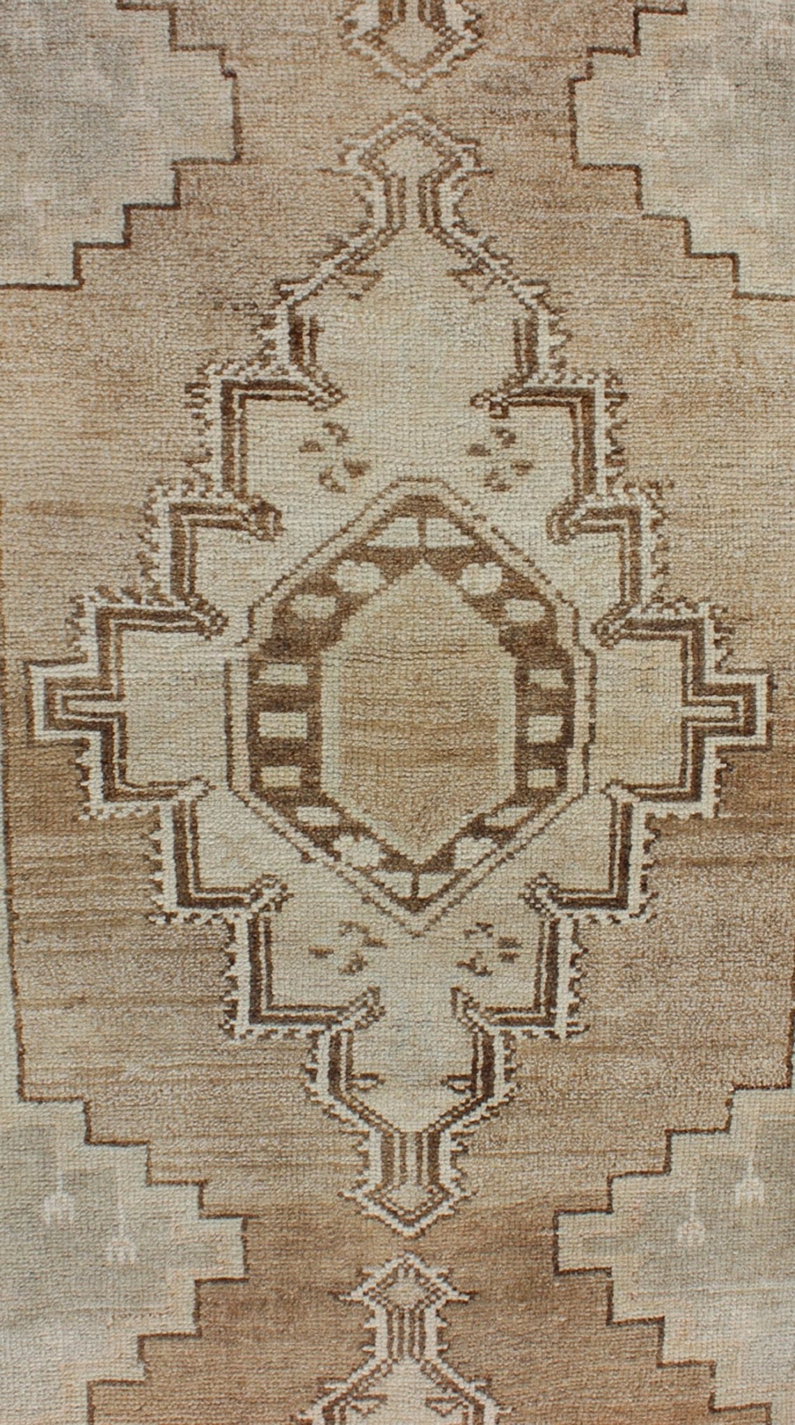 Taupe, Ivory, Brown Vintage Turkish Oushak Rug with Three Vertical Medallions, Gray, Ivory, rug mtu - 3493, country of origin / type: Turkey / Oushak, circa mid - 20th century. This vintage Turkish Oushak gallery rug (circa mid - 20th century) feature... - Keivan Woven ArtsTU - MTU - 3493 - 6865Rug