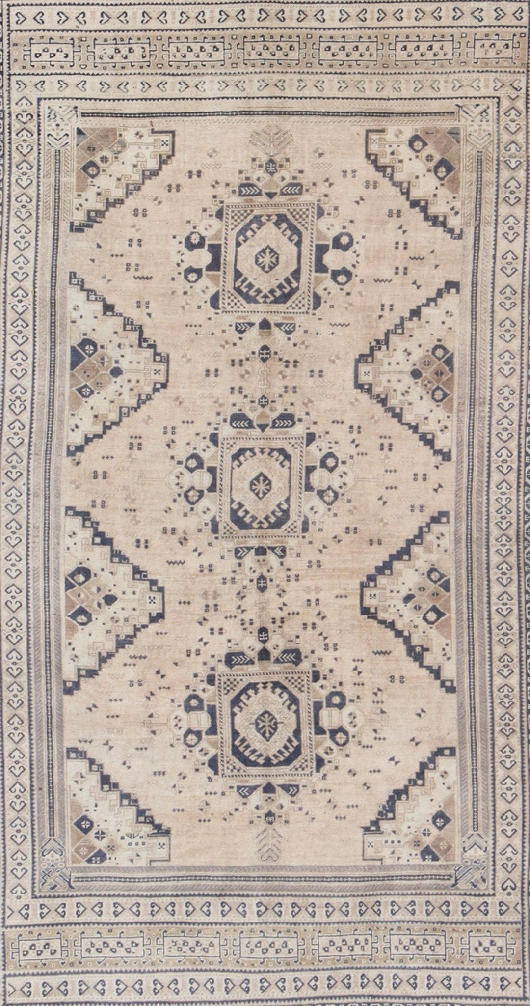 Light Blush and Navy Blue Vintage Turkish Oushak Rug with Tri - Medallion Design kwarugs Lightblush and navy blue vintage Turkish Oushak rug with Tri - Medallion design, Keivan Woven Arts / rug tu - mtu - 3746, country of origin / type: Turkey / Oushak,... - Keivan Woven ArtsTU - MTU - 3746 - 9156Rug