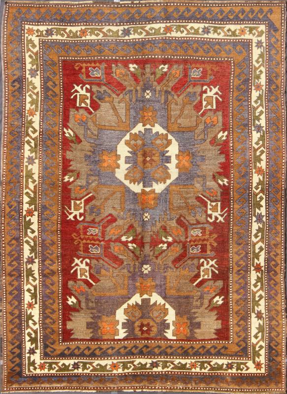 Large Turkish Vintage Oushak Rug with Medallions in Red, Taupe, Olive and Gray Measures: 7'8'' x 10'3''. This vintage Turkish Oushak gallery rug (circa mid - 20th century) features a unique blend of colors and an intricately beautiful design. T... - Keivan Woven ArtsTU - MTU - 4625 - 7735Rug
