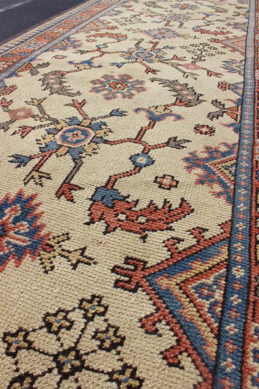 Long Turkish Oushak Runner with All - Over Floral Design in Ivory, Red and Blue, rug mtu - 4627, country of origin / type: Turkey / Oushak, circa mid - 20th century This long antique Turkish Oushak runner (circa 1920) is remarkably elegant in both col... - Keivan Woven ArtsTU - MTU - 4627 - 7739Rug