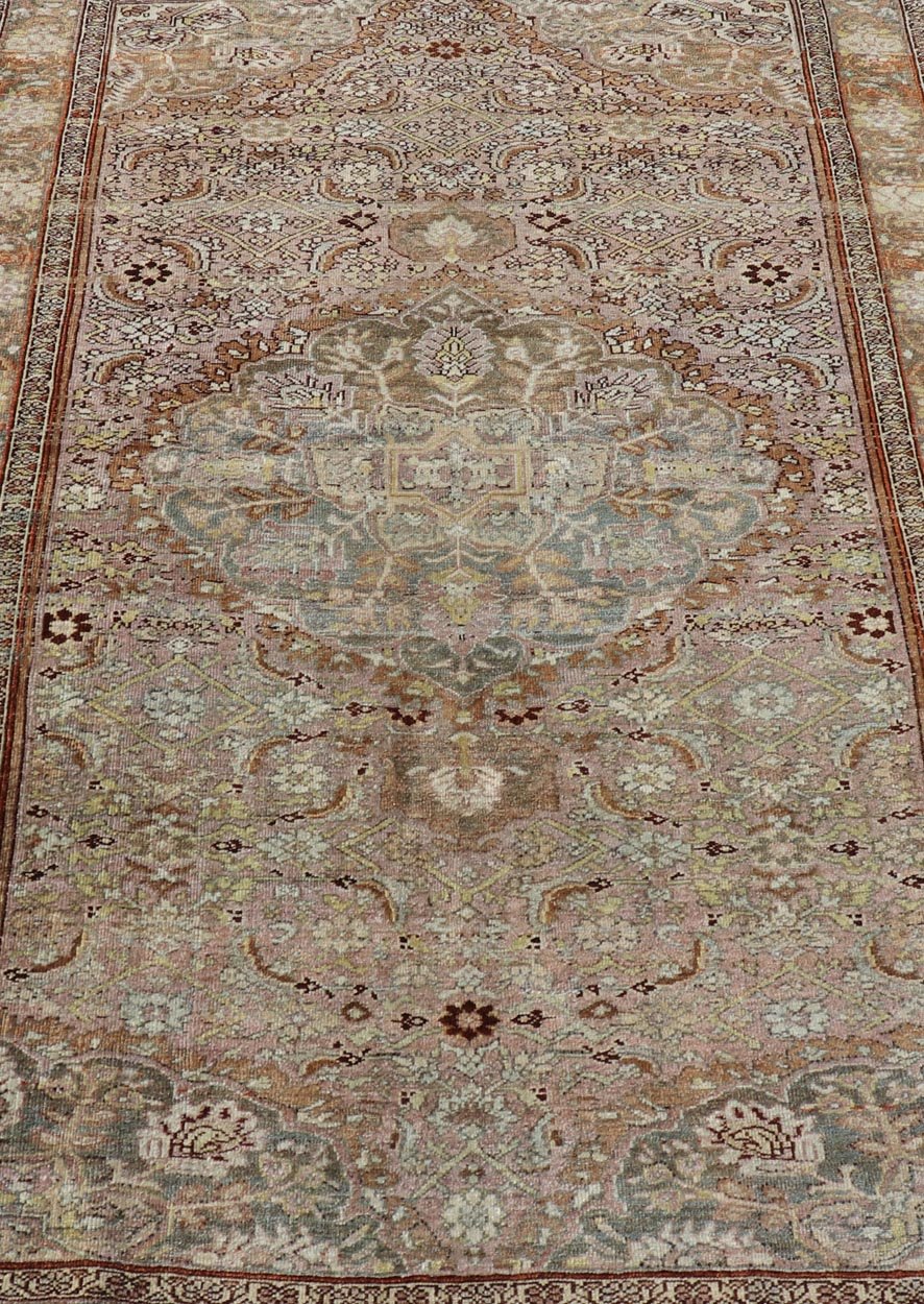 Measures: 4'4 x 6'8 Antique Persian Bidjar Rug with Floral Medallion and All - Over Vining Floral. Keivan Woven Arts / rug TU - MTU - 4656, country of origin / type: Iran / Bidjar, circa 1910. This antique bidjar rug has a central medallion surrou... - Keivan Woven ArtsTU - MTU - 4656 - 21997Rug