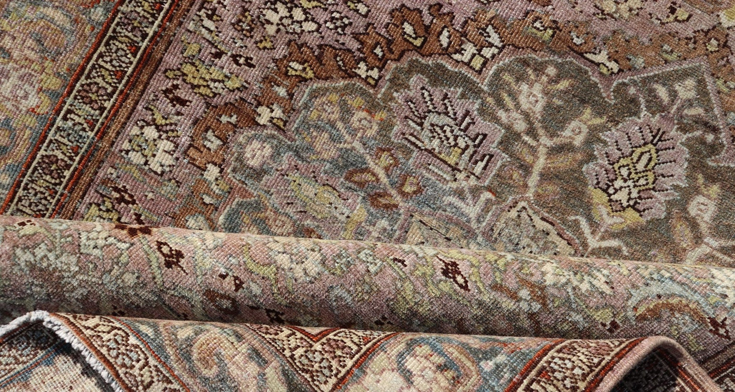Measures: 4'4 x 6'8 Antique Persian Bidjar Rug with Floral Medallion and All - Over Vining Floral. Keivan Woven Arts / rug TU - MTU - 4656, country of origin / type: Iran / Bidjar, circa 1910. This antique bidjar rug has a central medallion surrou... - Keivan Woven ArtsTU - MTU - 4656 - 21997Rug