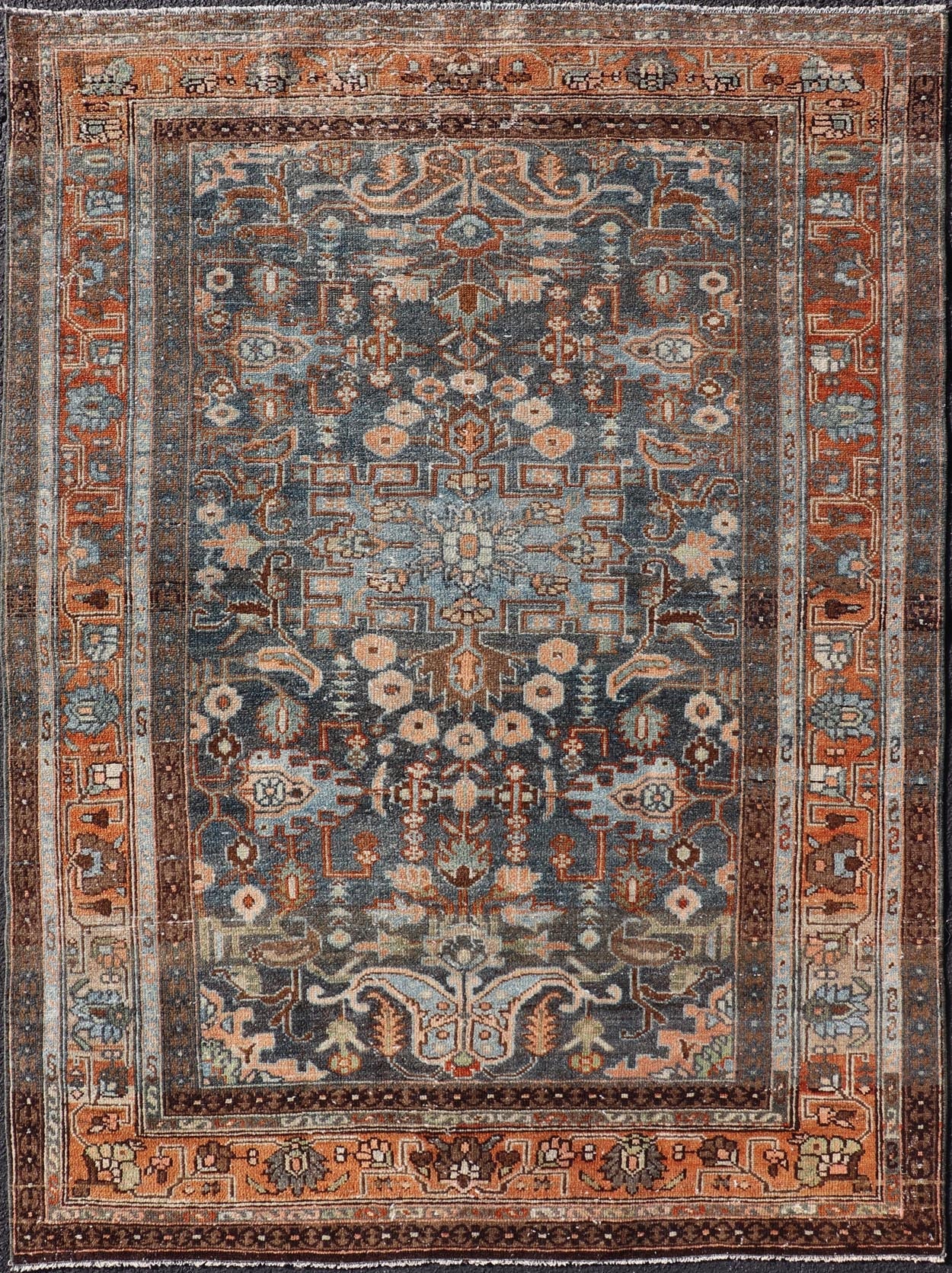 Measures: 4'4 x 6'2 Antique Persian Malayer Rug with All - Over Sub - Geometric Floral Design. Keivan Woven Arts; rug TU - MTU - 4676; country of origin / type: Persian / Malayer, circa 1920. This antique Persian Malayer rug features a layered medal... - Keivan Woven ArtsTU - MTU - 4676 - 22063Rug
