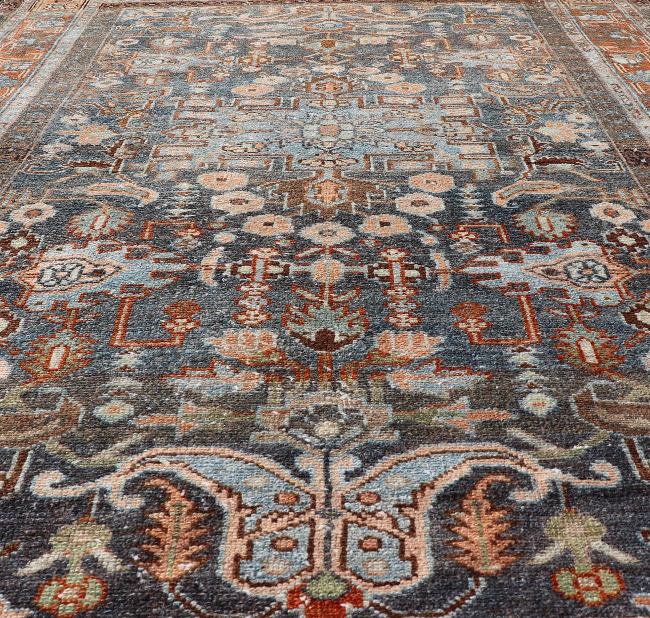 Measures: 4'4 x 6'2 Antique Persian Malayer Rug with All - Over Sub - Geometric Floral Design. Keivan Woven Arts; rug TU - MTU - 4676; country of origin / type: Persian / Malayer, circa 1920. This antique Persian Malayer rug features a layered medal... - Keivan Woven ArtsTU - MTU - 4676 - 22063Rug