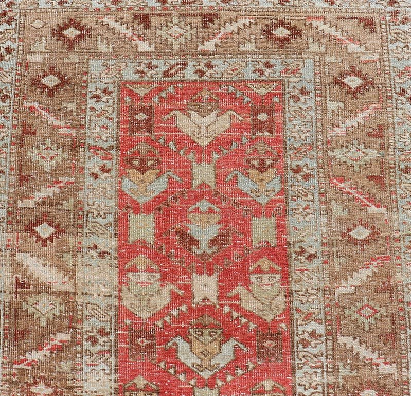 Measures: 3'0 x 11'7 Persian Antique Heriz Runner With All - Over Geometric Design On A Red Field. Antique Heriz Runner, rug TU - MTU - 4678, country of origin / type: Persian / Heriz, circa Early - 20th Century. This gorgeous antique Persian Heriz ... - Keivan Woven ArtsTU - MTU - 4678 - 22069Rug