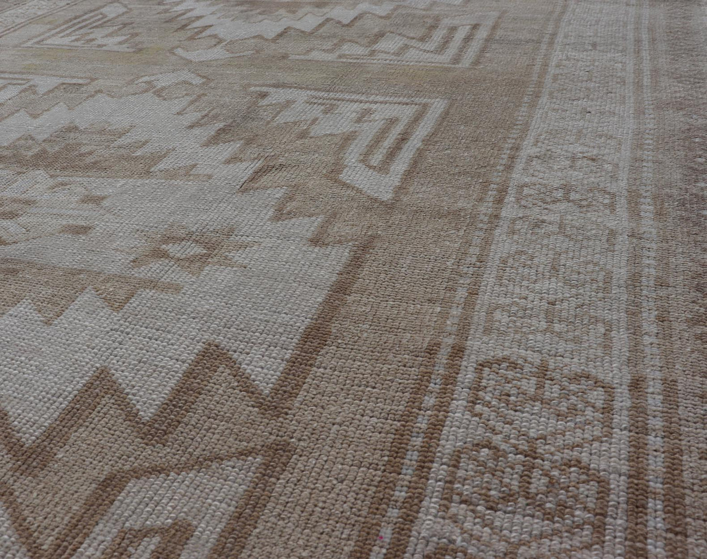 Vintage Hand Knotted Turkish Oushak Kars in Muted Tones & Neutral Colors Turkish Kars/Oushak rug possesses two medallions with overall Sub - geometric design paired with Delicate colors and muted tones. circa/1940 Keivan Woven Arts / rug/ TU - MTU - 6... - Keivan Woven ArtsTU - MTU - 65 - 18734Rug