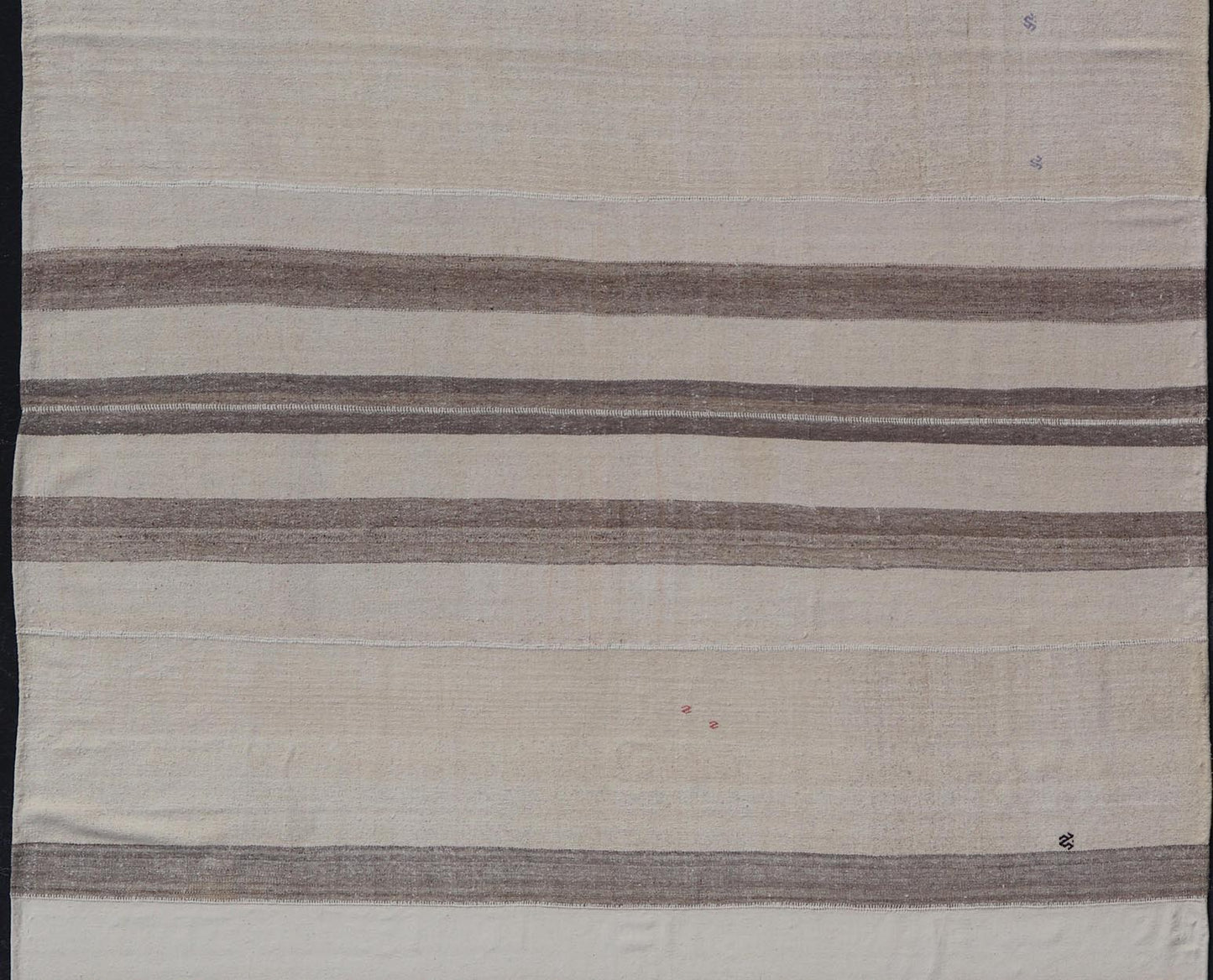 Large Vintage Turkish multi paneled Kilim Rug With Stripes in Brown, White & Cream. Flat - weave Kilim vintage rug from Turkey with stripes in brown, white, taupe, and cream Rug TU - NED - 1003, country of origin / type: Turkey / Kilim, circa 1950 ... - Keivan Woven ArtsTU - NED - 1003 - 14556Rug