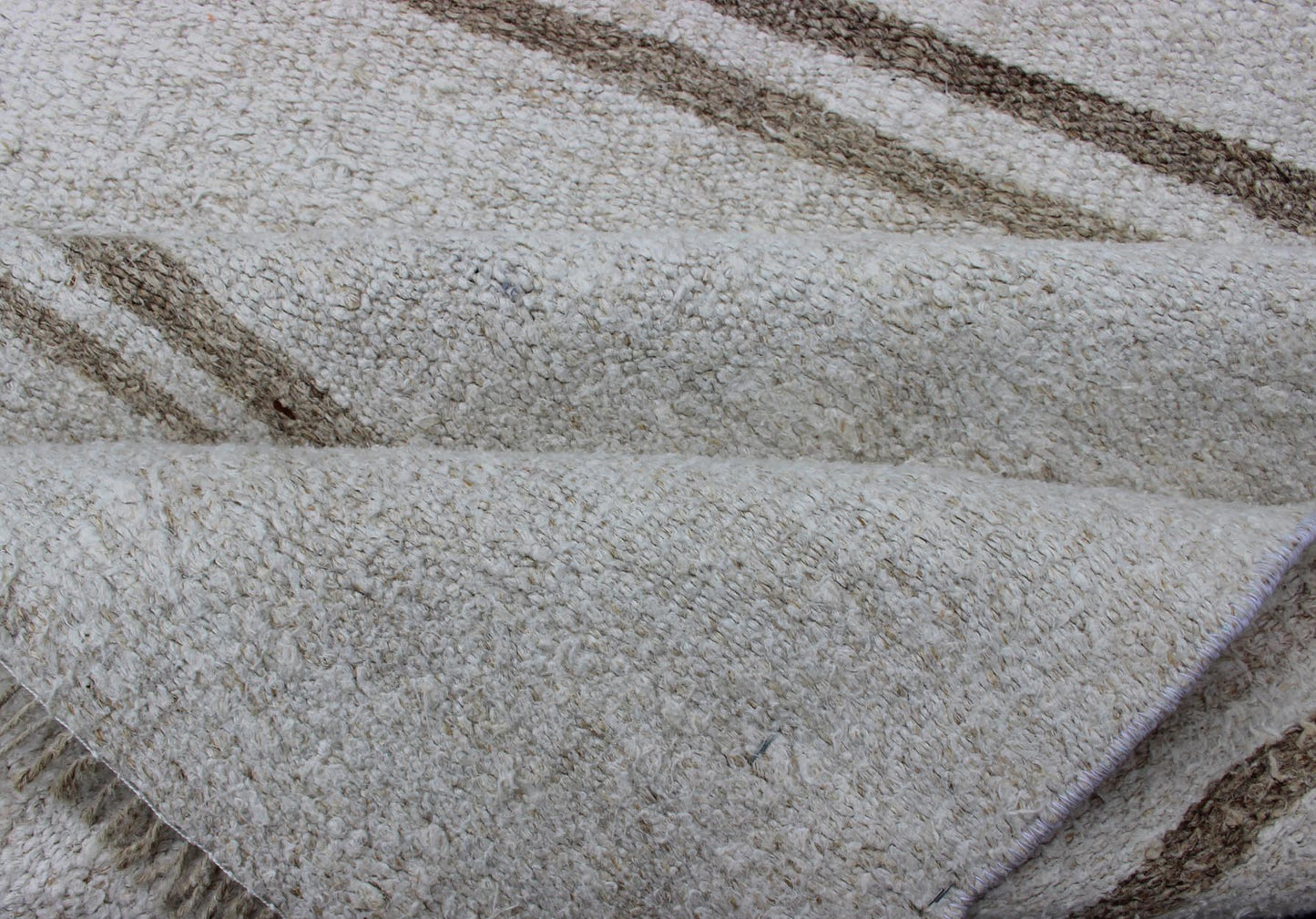Vintage Turkish Kilim Runner with Stripes in Off White & Light brown. Keivan Woven Arts / rug TU - NED - 1207, country of origin / type: Turkey / Kilim, circa 1950 Measures: 2'7 x 11'10 This flat - woven Kilim runner from Turkey features an ra... - Keivan Woven ArtsTU - NED - 1207 - 12190Rug