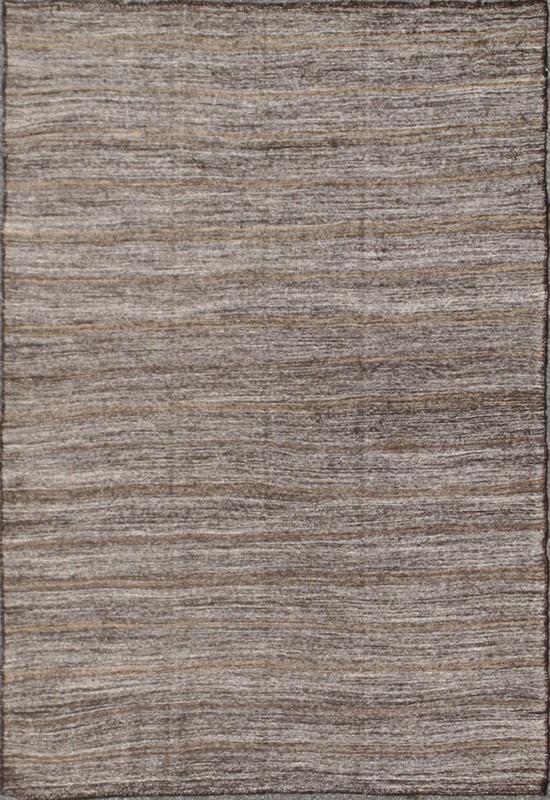 Vintage Turkish Kilim Rug with Variegated Stripes in Charcoal, Gray & Acid Green, rug ned - 136026, country of origin / type: Turkey / Kilim, circa mid - 20th century This vintage Tribal Turkish Kilim carpet is set on a natural gray background and f... - Keivan Woven ArtsTU - NED - 136026 - 4600Rug