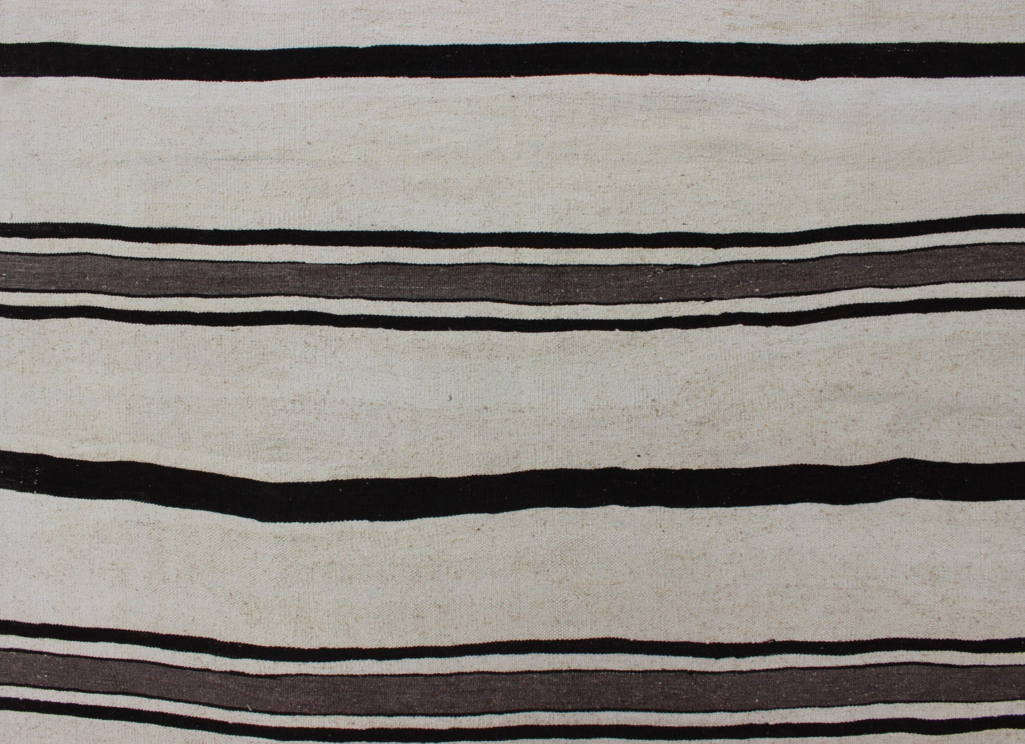 Vintage Large Kilim Turkish Rug With Vertical Stripes in Cream and Brown Stripes Keivan Woven Arts Flat - weave Kilim vintage rug from Turkey with stripes in brown, black and cream. Rug TU - NED - 2003 - 4, country of origin / type: Turkey / Kilim, circ... - Keivan Woven ArtsTU - NED - 2003 - 4 - 12869Rug
