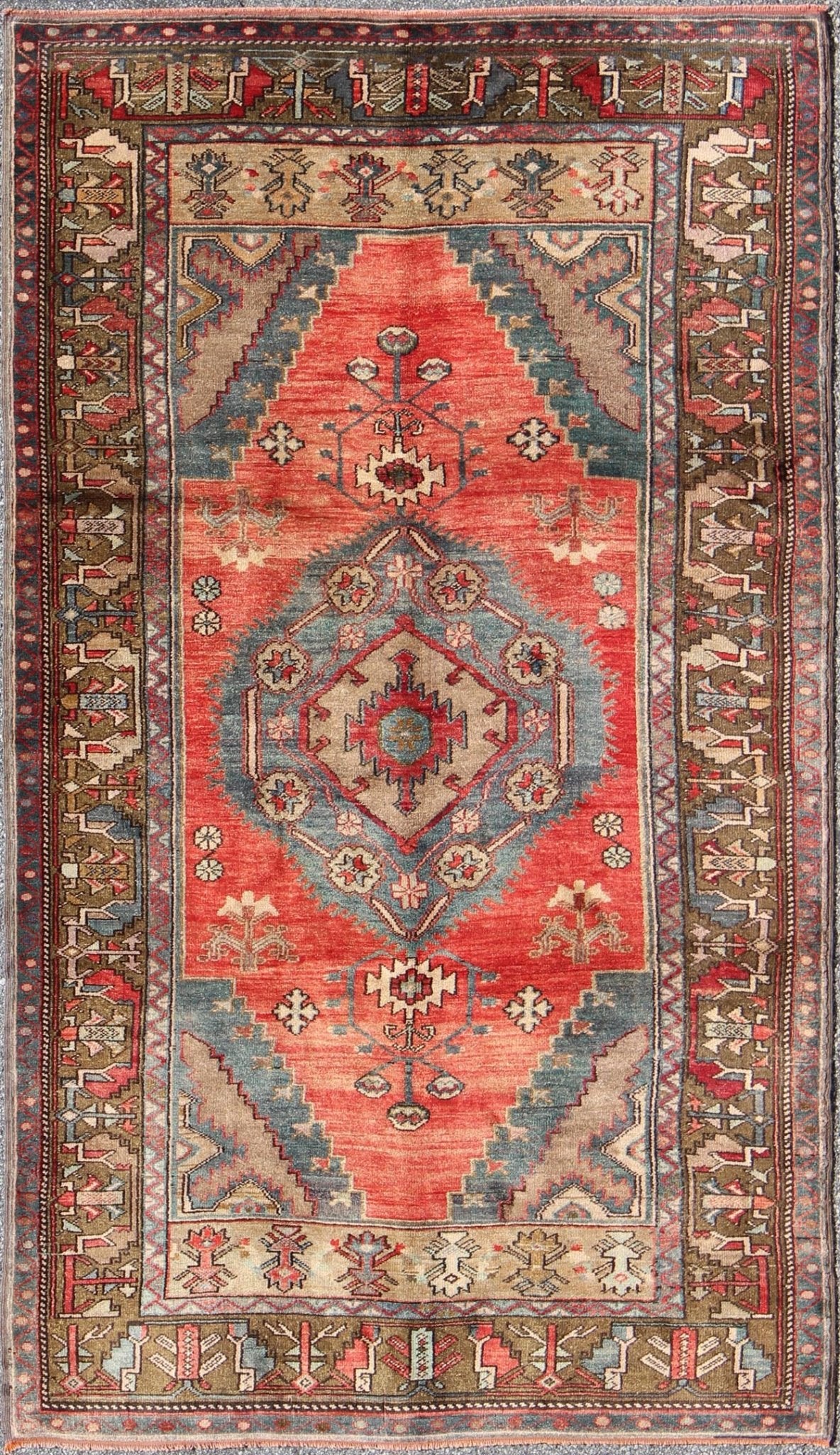 Turkish Konya Rug with Geometric Tribal Design Turkish Konya Rug with Geometric Design rug/tu - sim - 1 origin/turkey kwarugs This beautiful antique Konya carpet features a Classic medallion design. The faint red ground is home to the cen... - Keivan Woven ArtsTU - SIM - 1 - 2918Rug