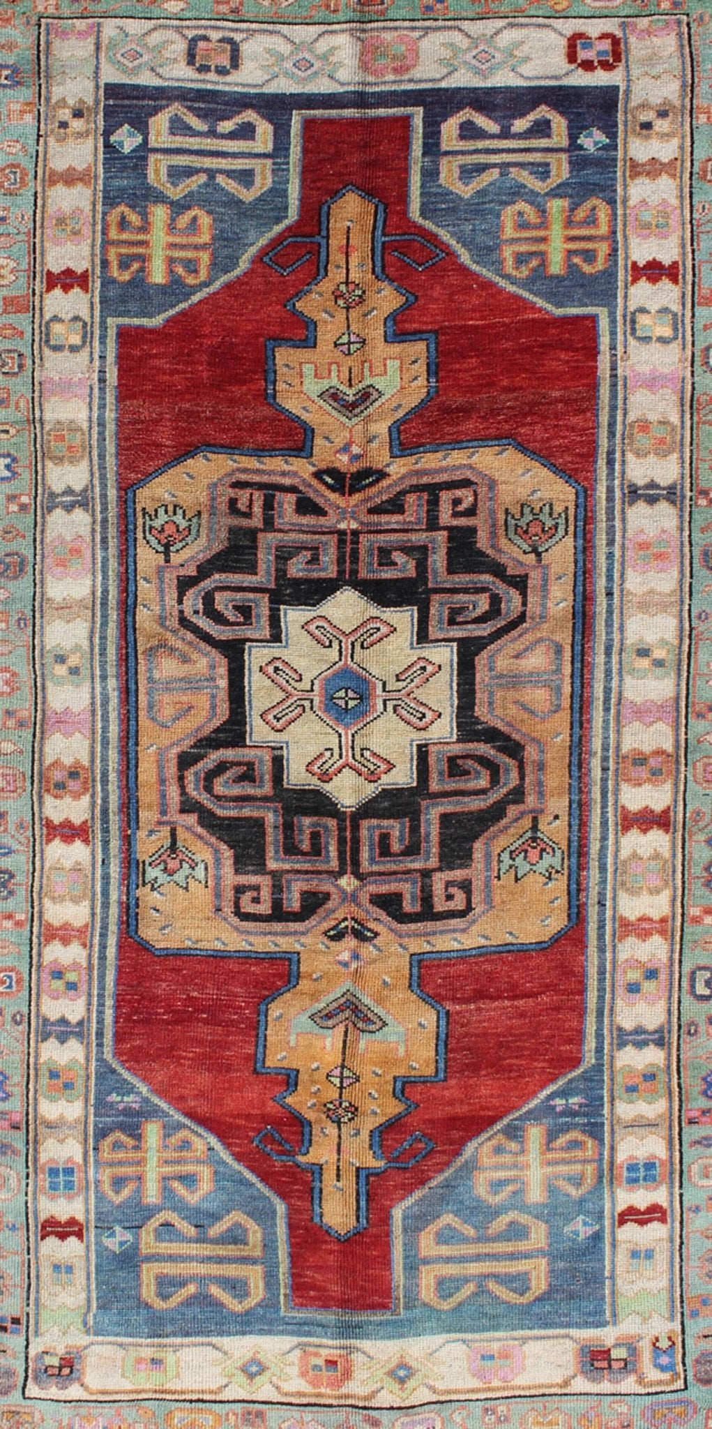 Beautiful Turkish Oushak Rug with Unique Colors and Geometric Design kwarugs Oushak Rug with Unique Colors and Geometric Design rug/tu - trs - 136042 origin/ turkey This vintage Oushak features a unique blend of colors and an intricately b... - Keivan Woven ArtsTU - TRS - 136042 - 5056Rug
