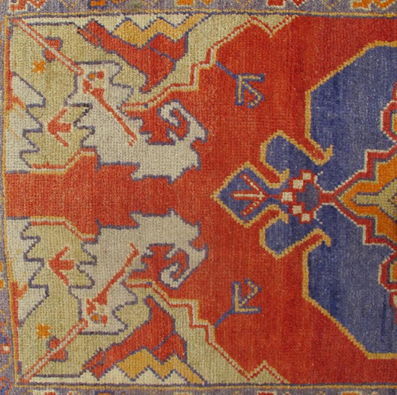 Colorful Vintage Turkish Oushak Rug with Stylized Geometric, Tribal Motifs Vintage Turkish Oushak Rug with Stylized Geometric design rug/tu - ugu - 136100 origin/turkey kwarugs This vintage Oushak rug features an intricately beautiful design... - Keivan Woven ArtsTU - UGU - 136100 - 4698Rug