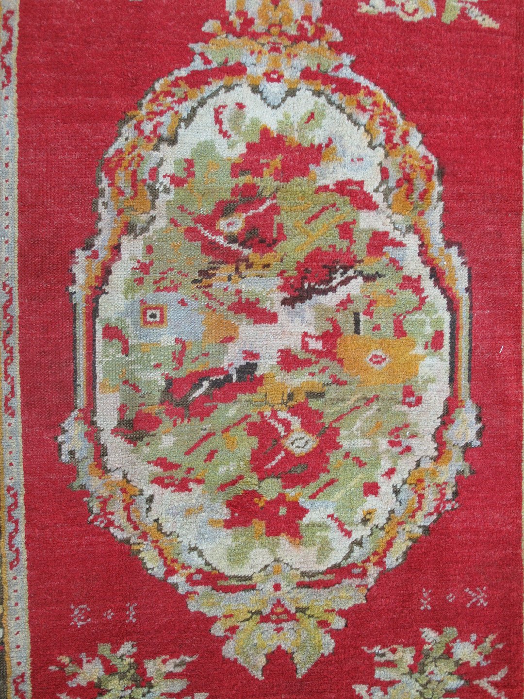 Rich red antique Turkish Oushak runner with three ornate floral medallions Measures: 3'6 x 11' Country of Origin: Turkey; Type: Oushak; Design: Floral Medallion, All - Over; Keivan Woven Arts: rug tu - umi - 1902; Rich red antique Turkish Ousha... - Keivan Woven ArtsTU - UMI - 1902 - 2007Rug