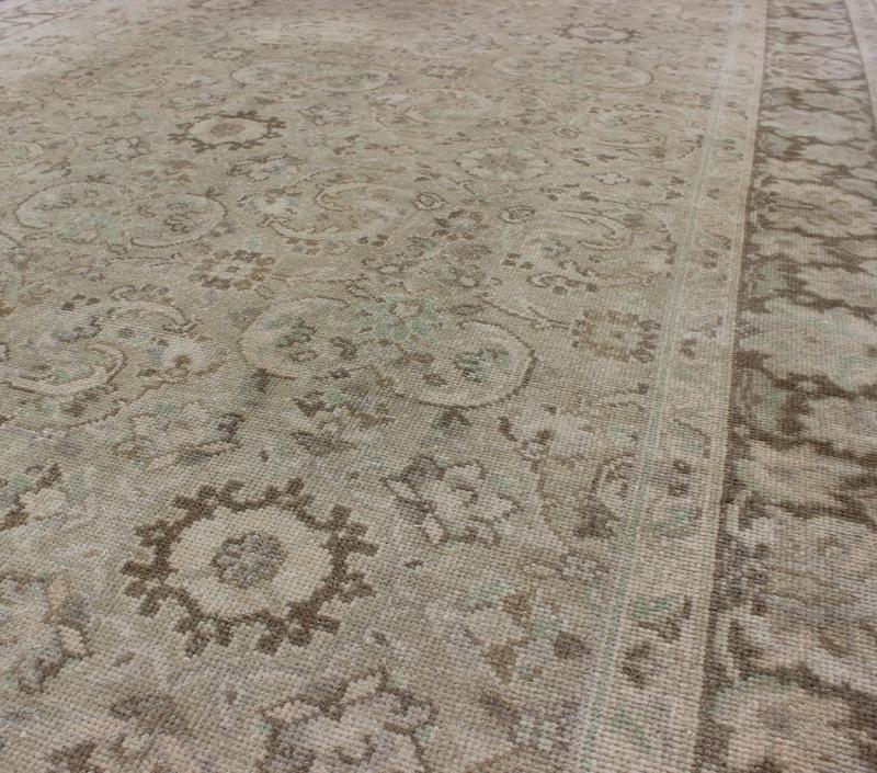 Vintage Earth Tone Oushak Rug in Sand Color Background With All - Over Design. Keivan Woven Arts, Vintage Earth Tone Oushak Rug in Taupe background with All - Over Design, Tu - Vey - 4610, kwarugs. This Turkish Oushak rug features a sand - colored field and... - Keivan Woven ArtsTU - VEY - 4610 - 8098Rug