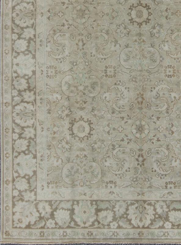 Vintage Earth Tone Oushak Rug in Sand Color Background With All - Over Design. Keivan Woven Arts, Vintage Earth Tone Oushak Rug in Taupe background with All - Over Design, Tu - Vey - 4610, kwarugs. This Turkish Oushak rug features a sand - colored field and... - Keivan Woven ArtsTU - VEY - 4610 - 8098Rug