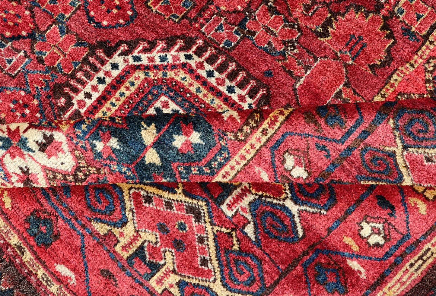 Unusually Large and Square Shaped Antique Bashir/Beshir Rug from late 19th Century in Red, Brown, Charcoal and Ivory. Turkmenistan rug V21 - 0403. Bashir rugs were woven by Ersai Tribes. Ersari Tribe rugs made rugs from Uzbekistan to Turkmenistan and ... - Keivan Woven ArtsV21 - 0403 - 15572
