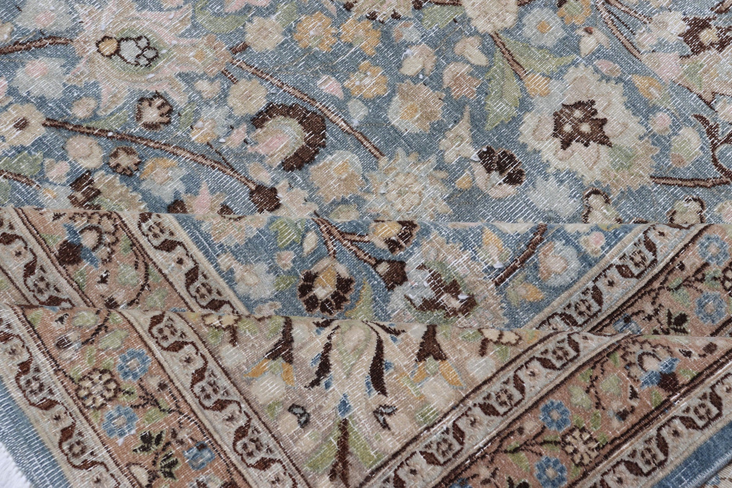 Antique Persian Khorassan Rug with All - Over Floral Design in Soft Blue Tones This spectacular antique Persian Khorasan carpet from early 20th century Iran bears a magnificent splendor indicative of royal tastes, which sought perfection in balanc... - Keivan Woven ArtsV21 - 1105 - 18347Rug