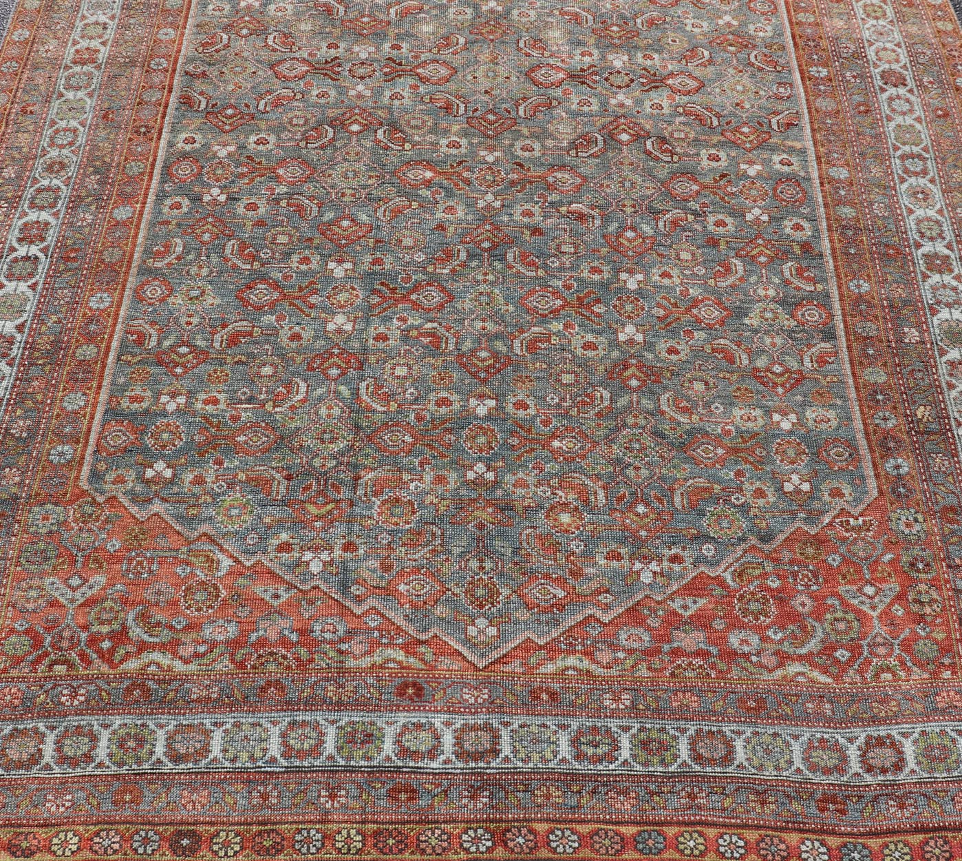 Large Kurdish Antique All Over Design Gallery Runner in Muted Tones Of Blue - Gray. Keivan Woven Arts: rug V21 - 1217 - 15474 Country of Origin: Iran Type: Kurdish Circa 1900 Measures: 7'10 x 22'0 This magnificent Kurdish antique gallery runner has he... - Keivan Woven ArtsV21 - 1217 - 15474 - 18517Rug