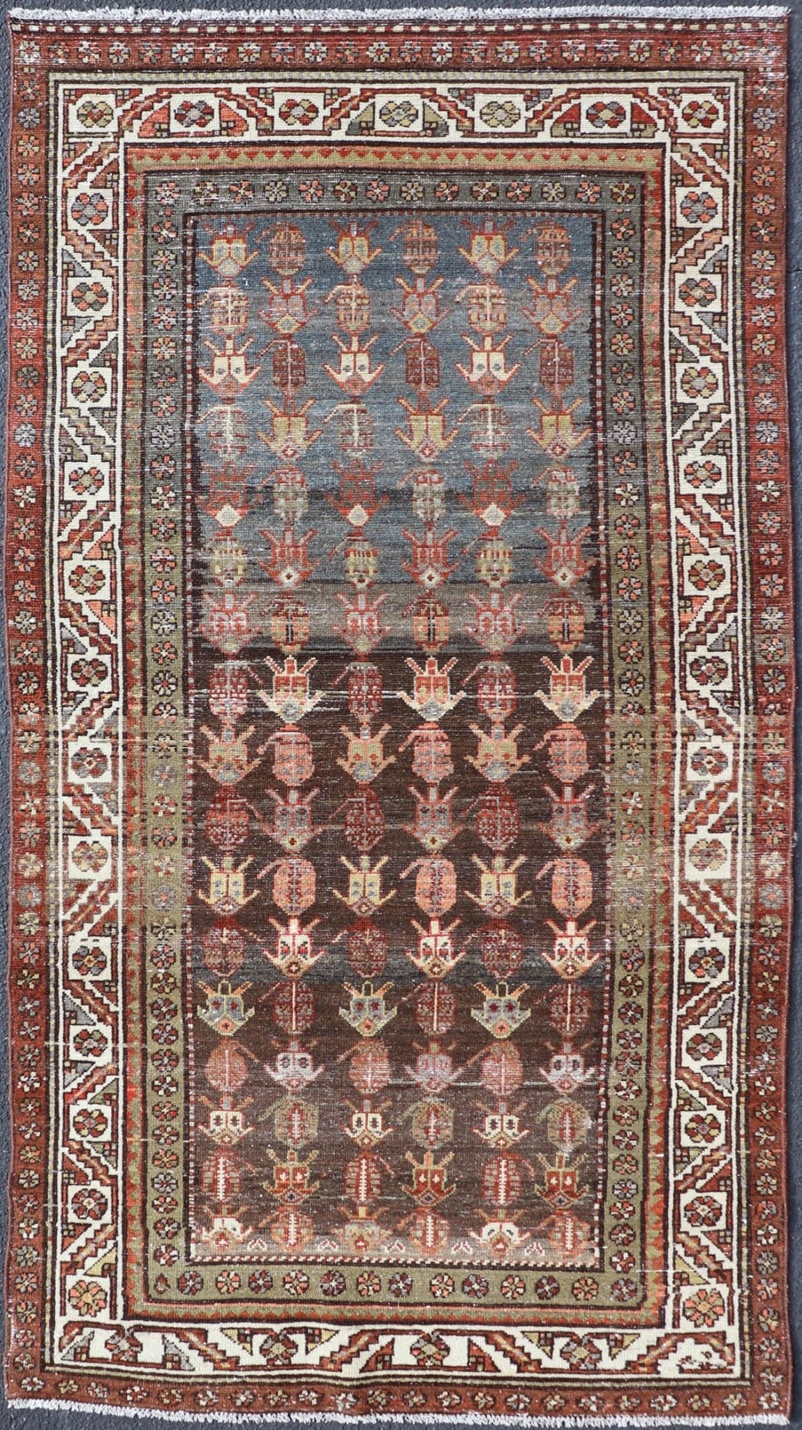 Antique Persian Hamadan Rug in Wool with All - Over Sub - Geometric Tribal Design. Keivan Woven Arts; rug W22 - 0101, country of origin / type: Iran / Hamadan, circa 1920. Measures: 3'7 x 7'3 This antique Persian Hamadan rug has been hand - knotted in w... - Keivan Woven ArtsW22 - 0101 - 18571Rug