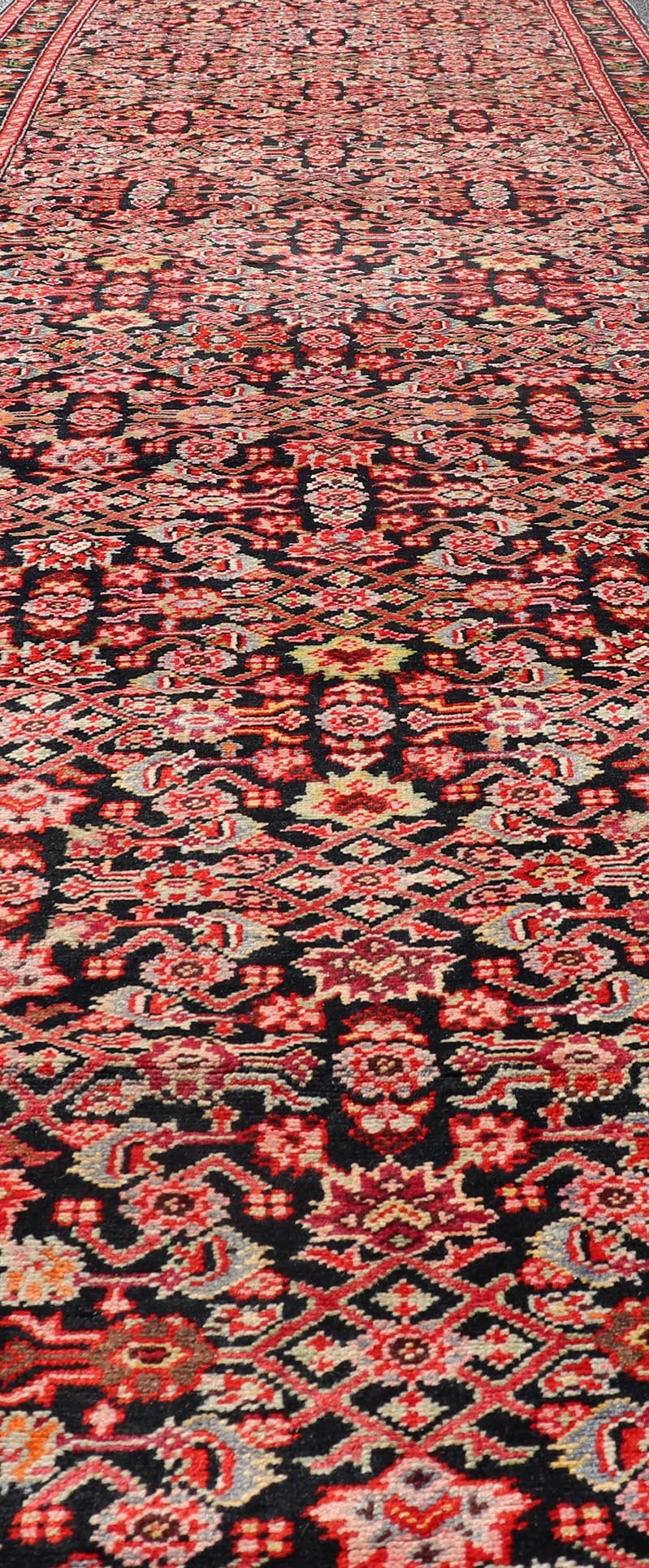 Colorful Jewel - Toned Antique Caucasian Karabagh Runner with All - Over Herati design Background and rose border. Caucasian runner, antique runner, antique Caucasian runner, antique Karabagh runner. Colorful jewel - toned antique Caucasian Karabagh ... - Keivan Woven ArtsW22 - 0201 - 19082Rug