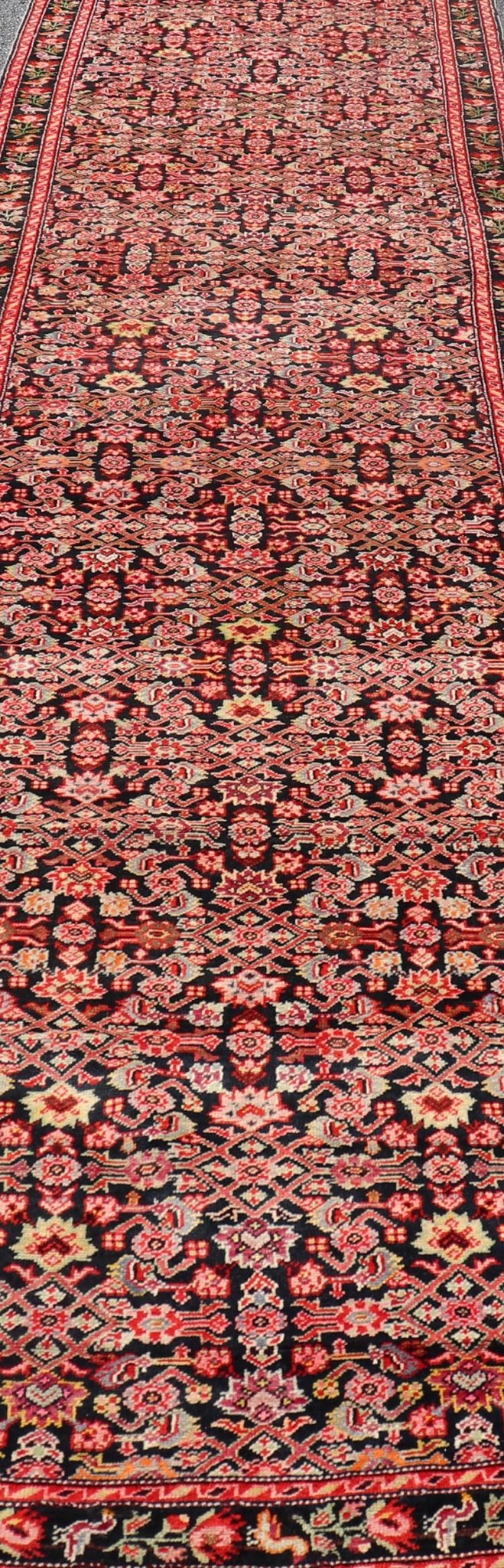 Colorful Jewel - Toned Antique Caucasian Karabagh Runner with All - Over Herati design Background and rose border. Caucasian runner, antique runner, antique Caucasian runner, antique Karabagh runner. Colorful jewel - toned antique Caucasian Karabagh ... - Keivan Woven ArtsW22 - 0201 - 19082Rug