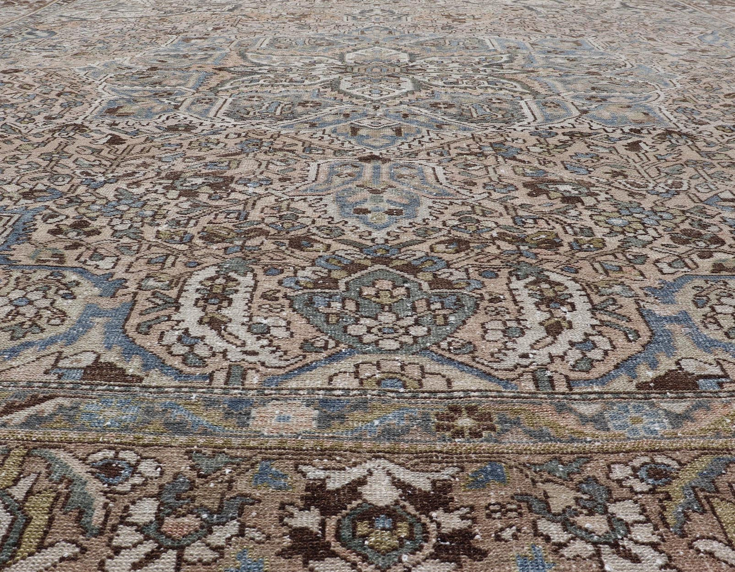 Square Antique Persian Bakhtiari Rug with Large Ornate Central Medallion Design. Keivan Woven Arts / Rug/W22 - 0206, antique Bakhtiari Mid - 20th Century Origin / Iran , Square rug, squared rug. Measures: 12'4 x 12'6 This multicolored Persia... - Keivan Woven ArtsW22 - 0206 - 19280Rug