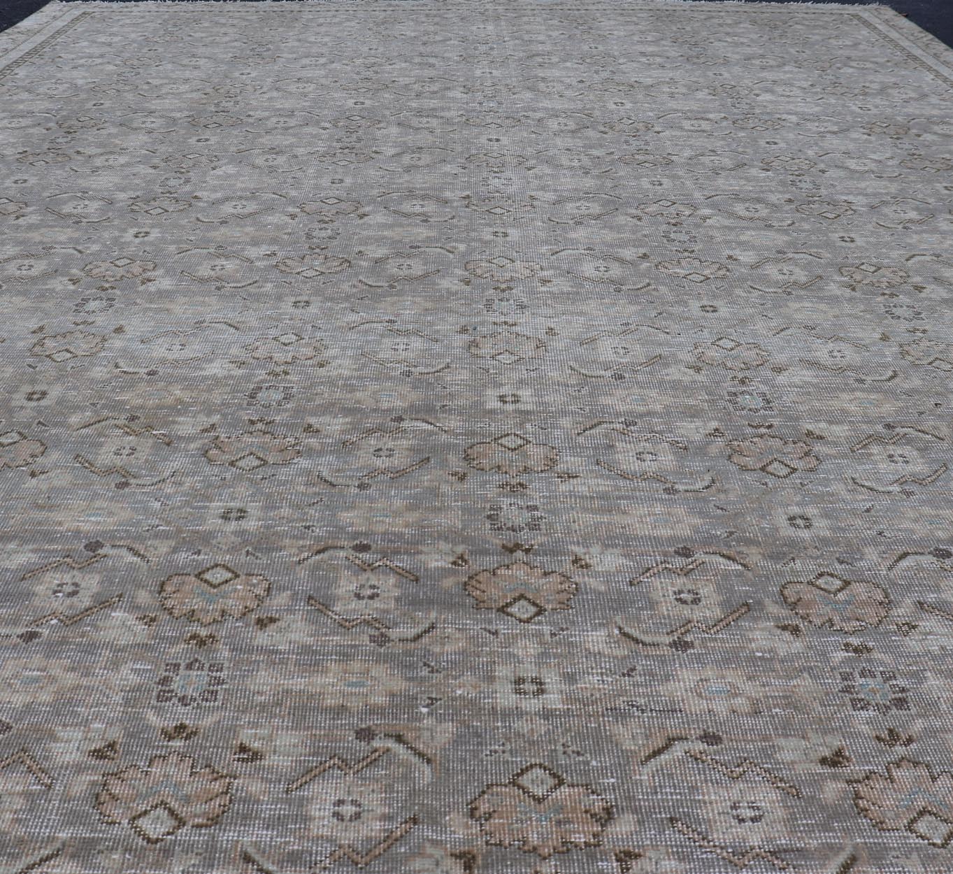 Antique Persian Tabriz Rug in All - Over Herati in Shades of Lavender and Tan. Keivan Woven Arts/ rug W22 - 0602 - A, country of origin / type: Iran/ Tabriz, circa 1930. Measures: 8'6 x 11'8 This fine Tabriz rug features an intricate and detailed bord... - Keivan Woven ArtsW22 - 0602 - A - 24898Rug