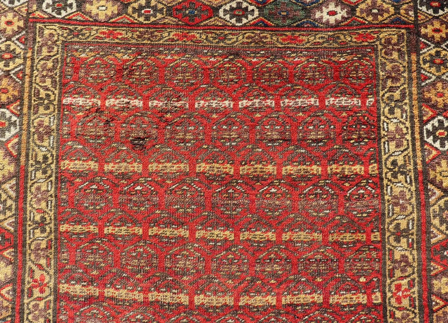 Antique Persian Kurdish Bidjar Gallery Rug with Repeating Paisley Design. Antique Bidjar wide Runner. Antique Persian Kurdish Bidjar Gallery Rug, Keivan Woven Arts; rug W22 - 1206; country of origin / type: Persian / Bidjar, circa 1900. Measures: ... - Keivan Woven ArtsW22 - 1206 - 22668