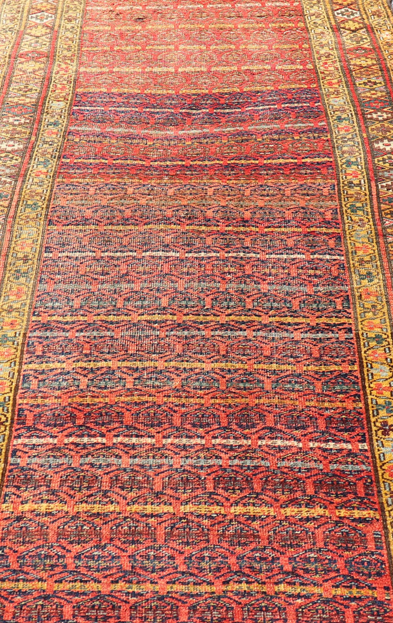 Antique Persian Kurdish Bidjar Gallery Rug with Repeating Paisley Design. Antique Bidjar wide Runner. Antique Persian Kurdish Bidjar Gallery Rug, Keivan Woven Arts; rug W22 - 1206; country of origin / type: Persian / Bidjar, circa 1900. Measures: ... - Keivan Woven ArtsW22 - 1206 - 22668