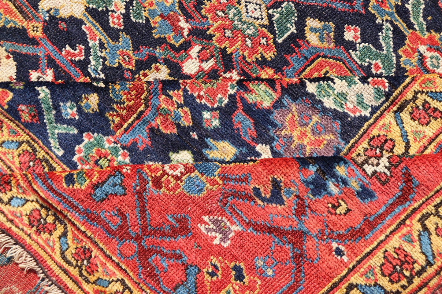 1870's Antique N.W. Persian Large Gallery Rug in Blue Background, Red Border From the estate of Jack Welch, the American Executive, this circa 1875 antique N.W. long gallery runner displays rich and brilliant array of colors set on blue backgro... - Keivan Woven ArtsX23 - 0204 - 23468