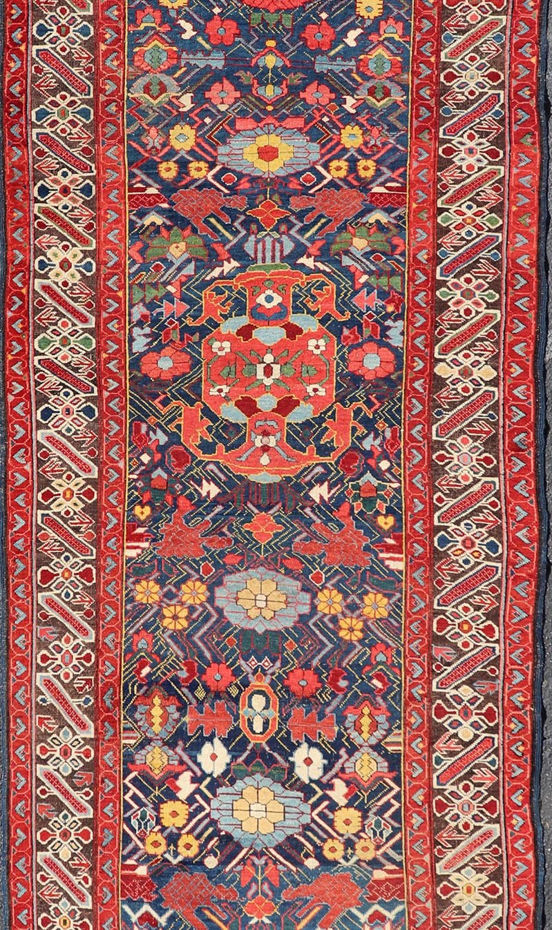 Antique Caucasian Kuba Runner with Intricate and Complex Design.Keivan Woven Arts, rug X23 - 0308 - 139, country of origin / type: Caucasus / Kuba, circa 1850 Measures: 3'7 x 11'3 Antique Caucasian Kuba Rug with Intricate and Complex Design.This beau... - Keivan Woven ArtsX23 - 0308 - 139 - 23553