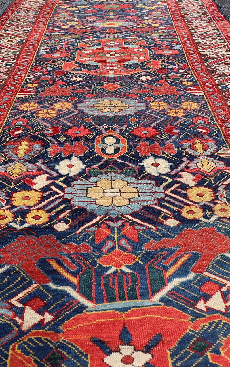 Antique Caucasian Kuba Runner with Intricate and Complex Design.Keivan Woven Arts, rug X23 - 0308 - 139, country of origin / type: Caucasus / Kuba, circa 1850 Measures: 3'7 x 11'3 Antique Caucasian Kuba Rug with Intricate and Complex Design.This beau... - Keivan Woven ArtsX23 - 0308 - 139 - 23553