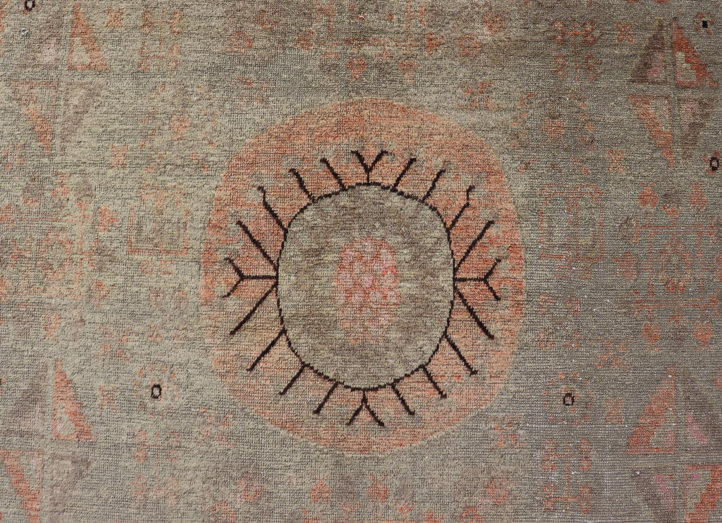 Exquisite Antique Khotan Rug with Intricate All - Over Sub - Geometric Floral Design. Keivan Woven Arts / rug X23 - 0820 - 424, country of origin / type: Turkestan / Khotan, circa early - 20th Century. Measures: 6'4 x 11'7 This Central Asian Khotan rug is... - Keivan Woven ArtsX23 - 0820 - 424 - 24886Rug