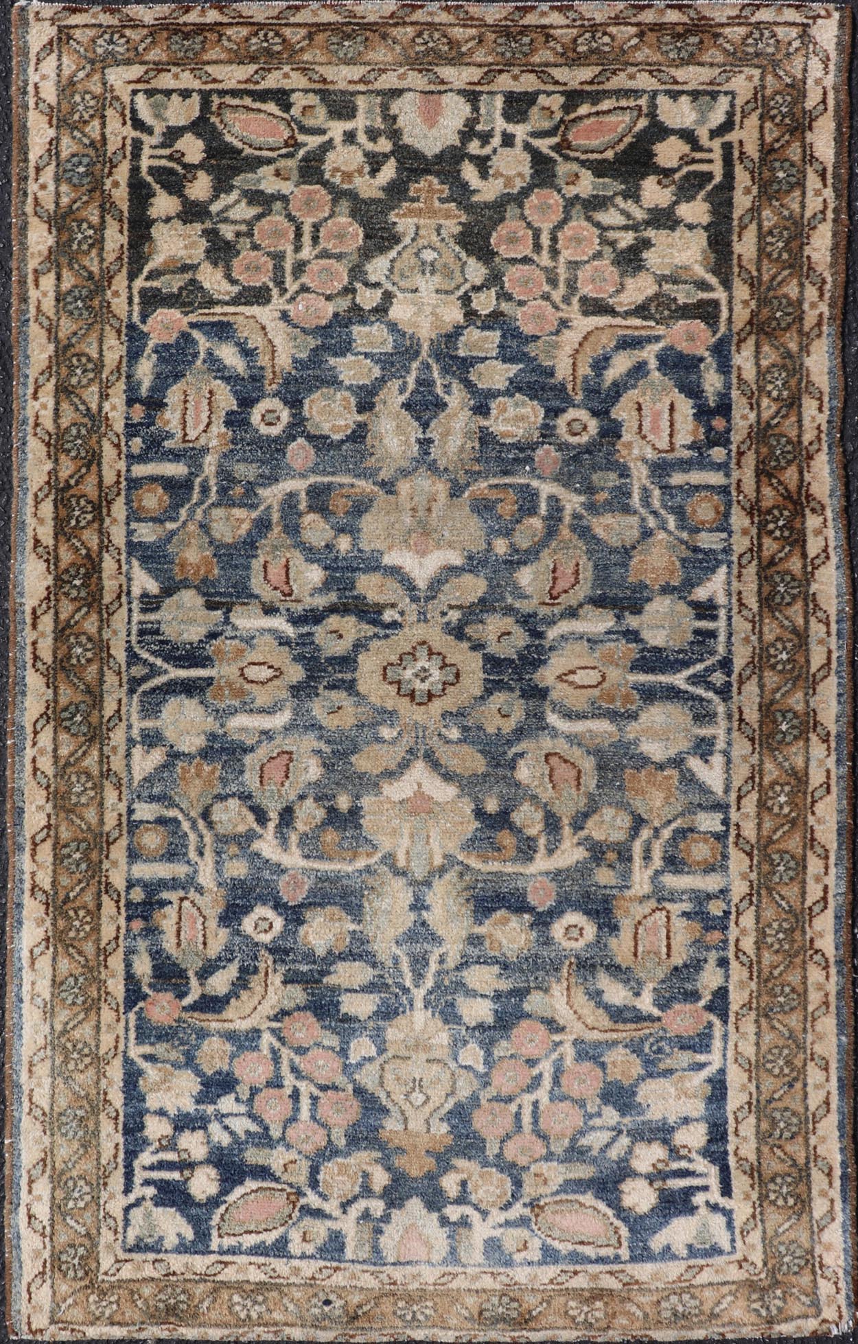 Measures: 2'3 x 3'9 Blue Oriental Floral Area Rug with Beige and Blue by Keivan Woven Arts. Rug/ X23 - 1107 / Iran, early 20th Century, hand knotted rug. This image depicts a beautiful rectangular area rug featuring a traditional oriental design.... - Keivan Woven ArtsX23 - 1107 - 27397Rug