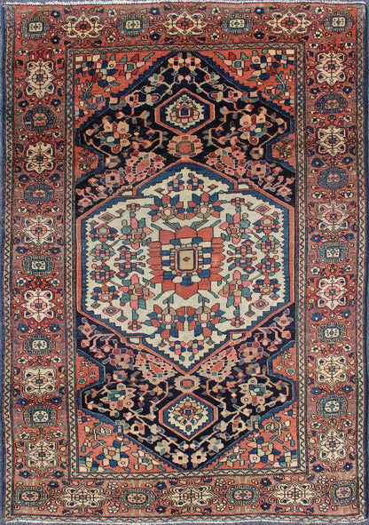 Antique Sarouk Farahan Rug with Branching Floral, Sub - Geometric Motifs This exquisite antique Farahan carpet bears an oversized central medallion and branching floral motifs. Alternating sub - geometric motifs compose the surrounding border. The p... - Keivan Woven Arts10 - 81112 - 1072Rug