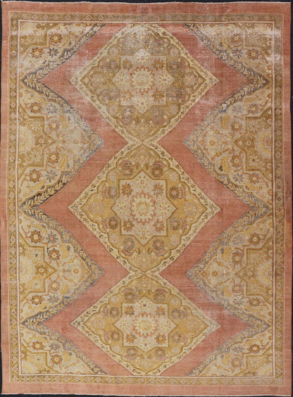 Antique Indian Agra Rug in Acidic Yellow Green, Pink and Ivory Antique Hand Knotted Indian Amritsar rug in acidic yellow green, pink, ivory and blue highlights. rug / 10 - 91003. 1890 circa Keivan Woven Arts/ Antique Amritsar, Antique Agra. ... - Keivan Woven Arts10 - 91003 - 2647Rug